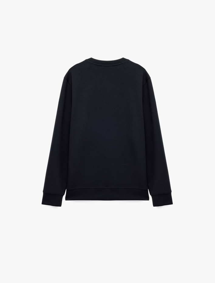  Üç İplik Şardonlu Bisiklet Yaka Uzun Kollu Baskılı Sweatshirt