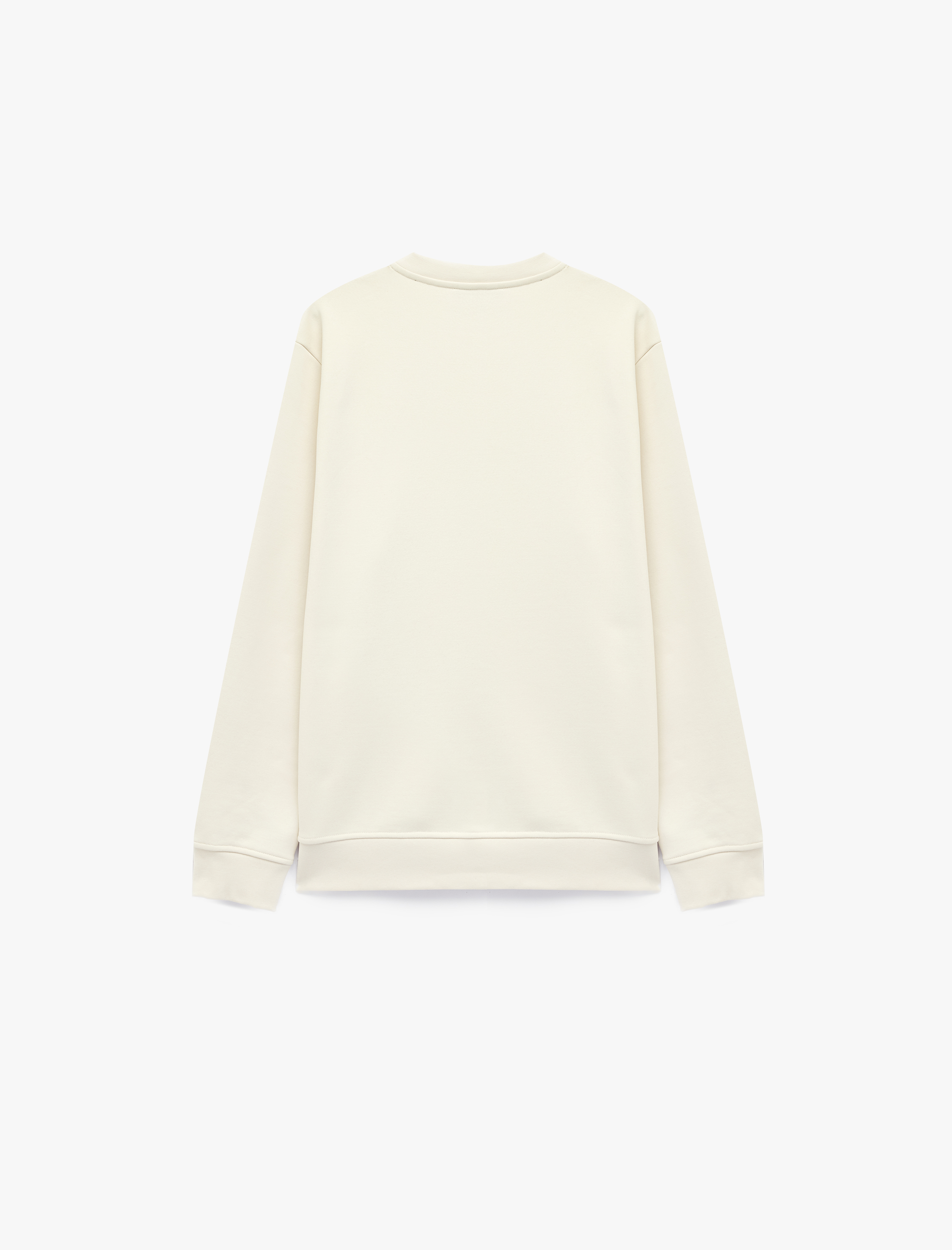   Uzun Kollu Pamuklu Üç İplik Şardonlu Bisiklet Yaka Baskılı Sweatshirt