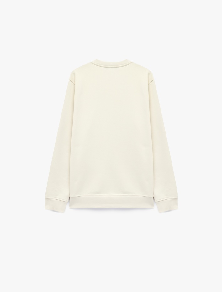  Uzun Kollu Pamuklu Üç İplik Şardonlu Bisiklet Yaka Baskılı Sweatshirt