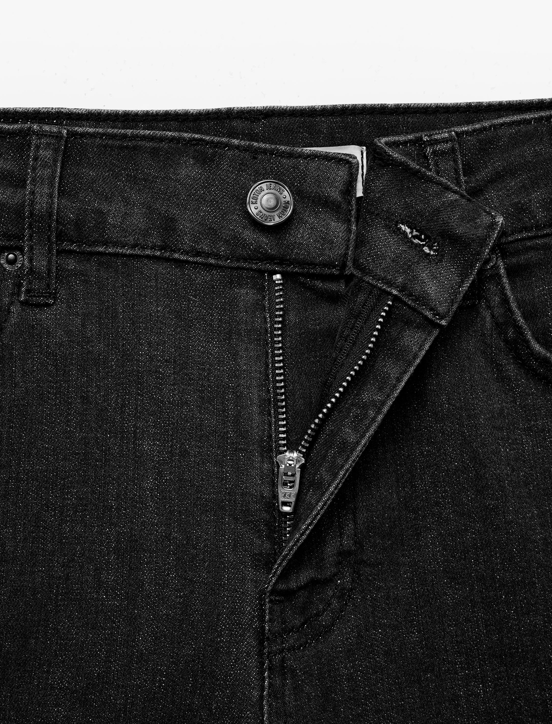   Pamuklu Dar Kesim Düğmeli Cepli İspanyol Paça Denim Pantolon - Flare Jeans