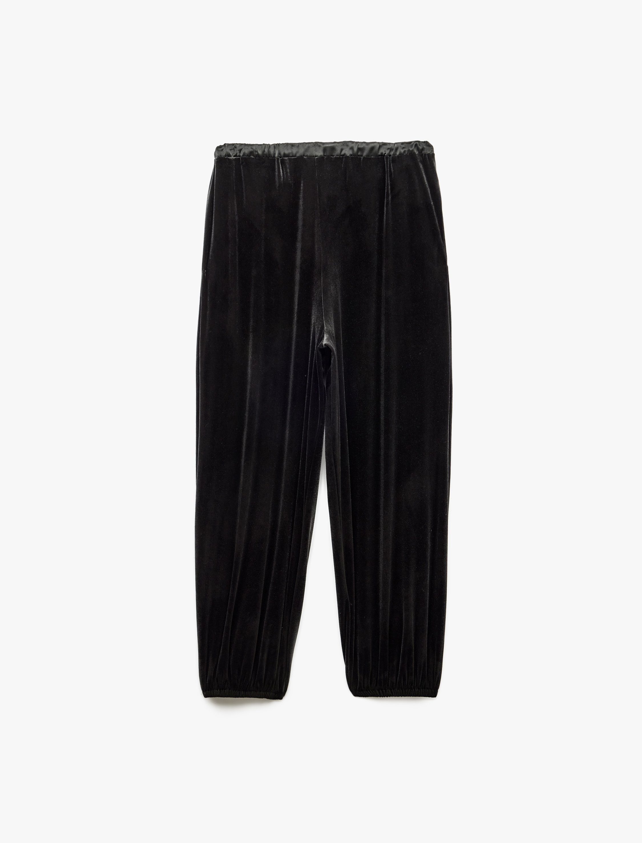   Beli Bağcıklı Cepli Kadife Harem Pantolon