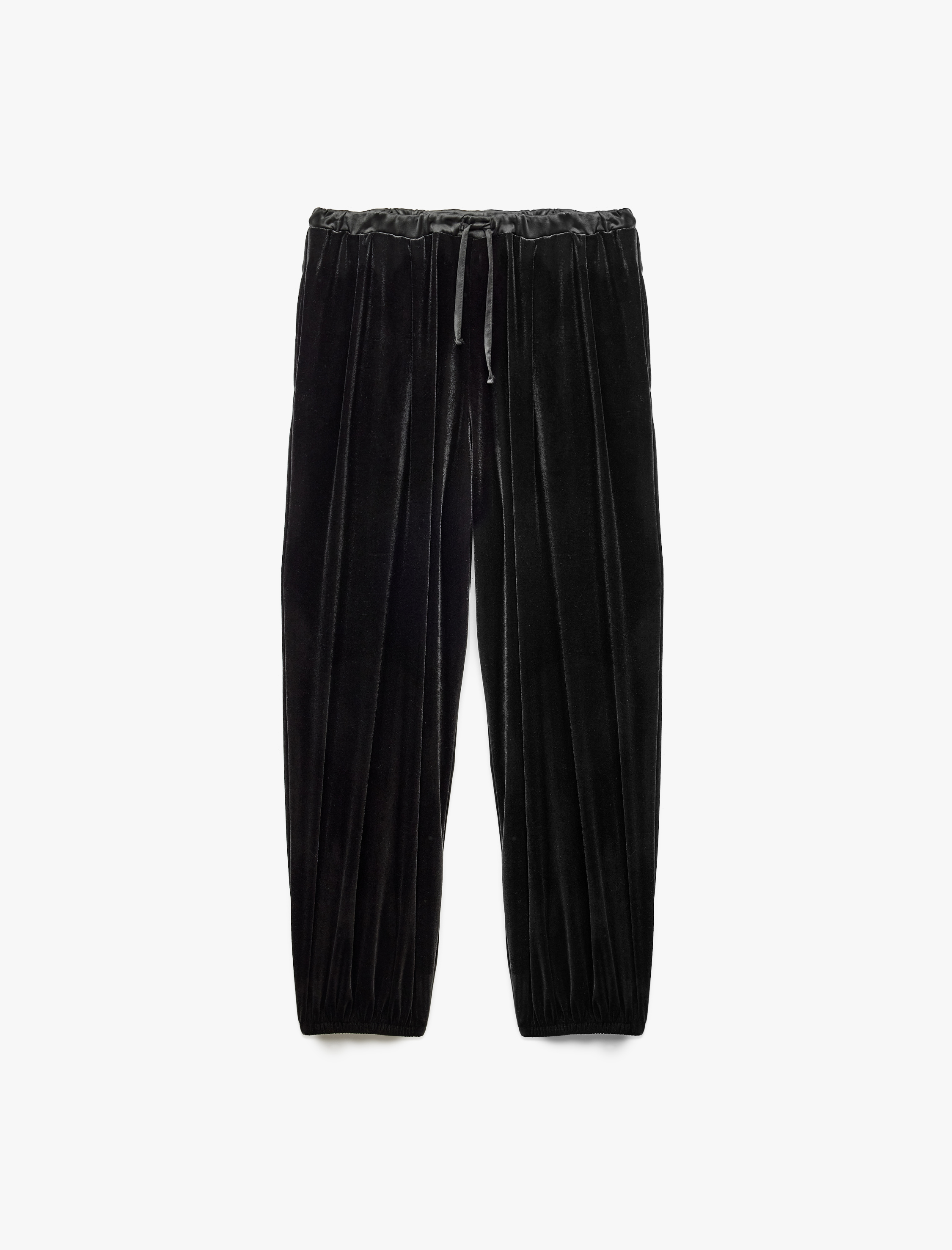   Beli Bağcıklı Cepli Kadife Harem Pantolon