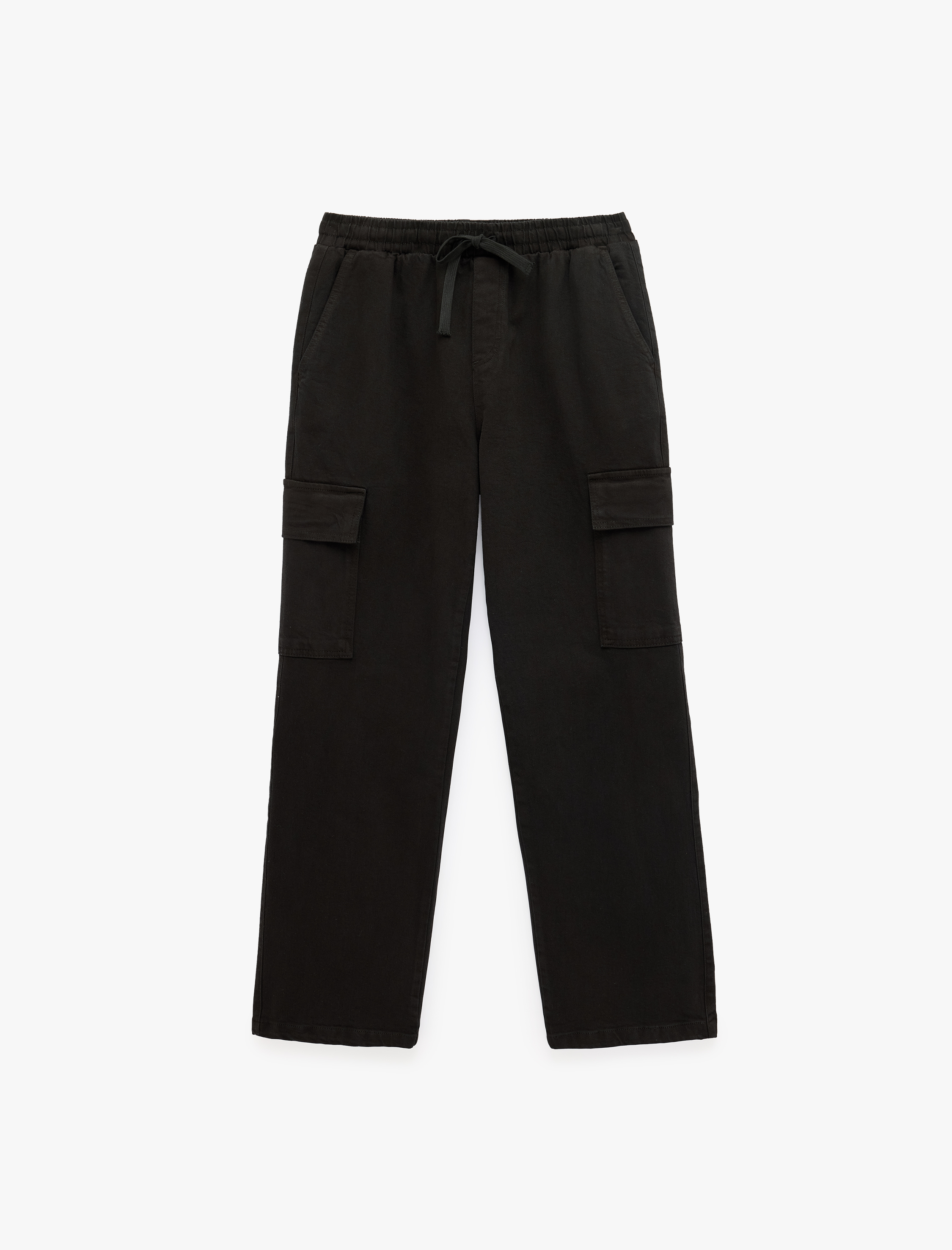   Pamuklu Cepli Gabardin Beli Bağcıklı Kargo Pantolon
