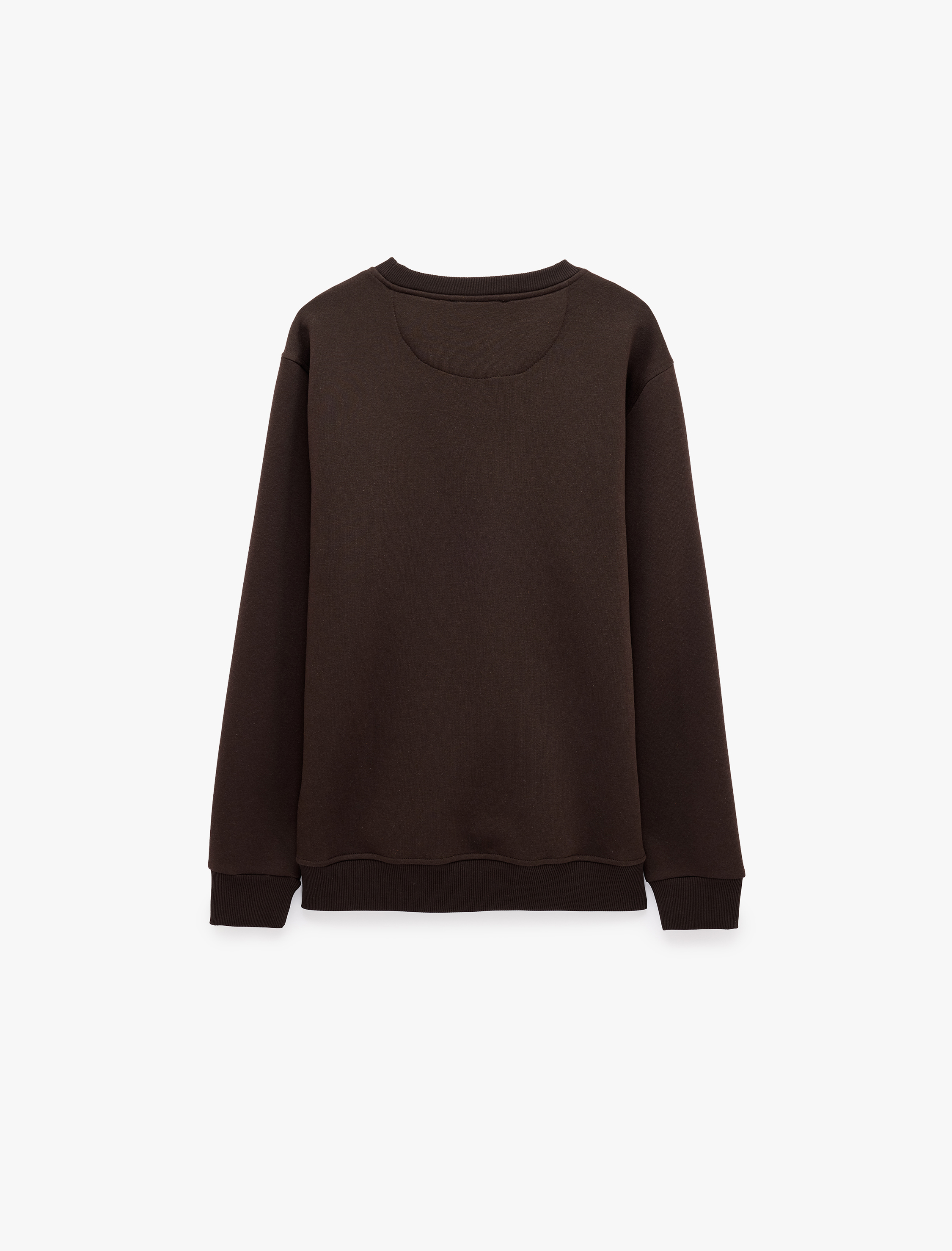   Uzun Kollu Üç İplik Şardonlu Nakışlı Bisiklet Yaka Sweatshirt