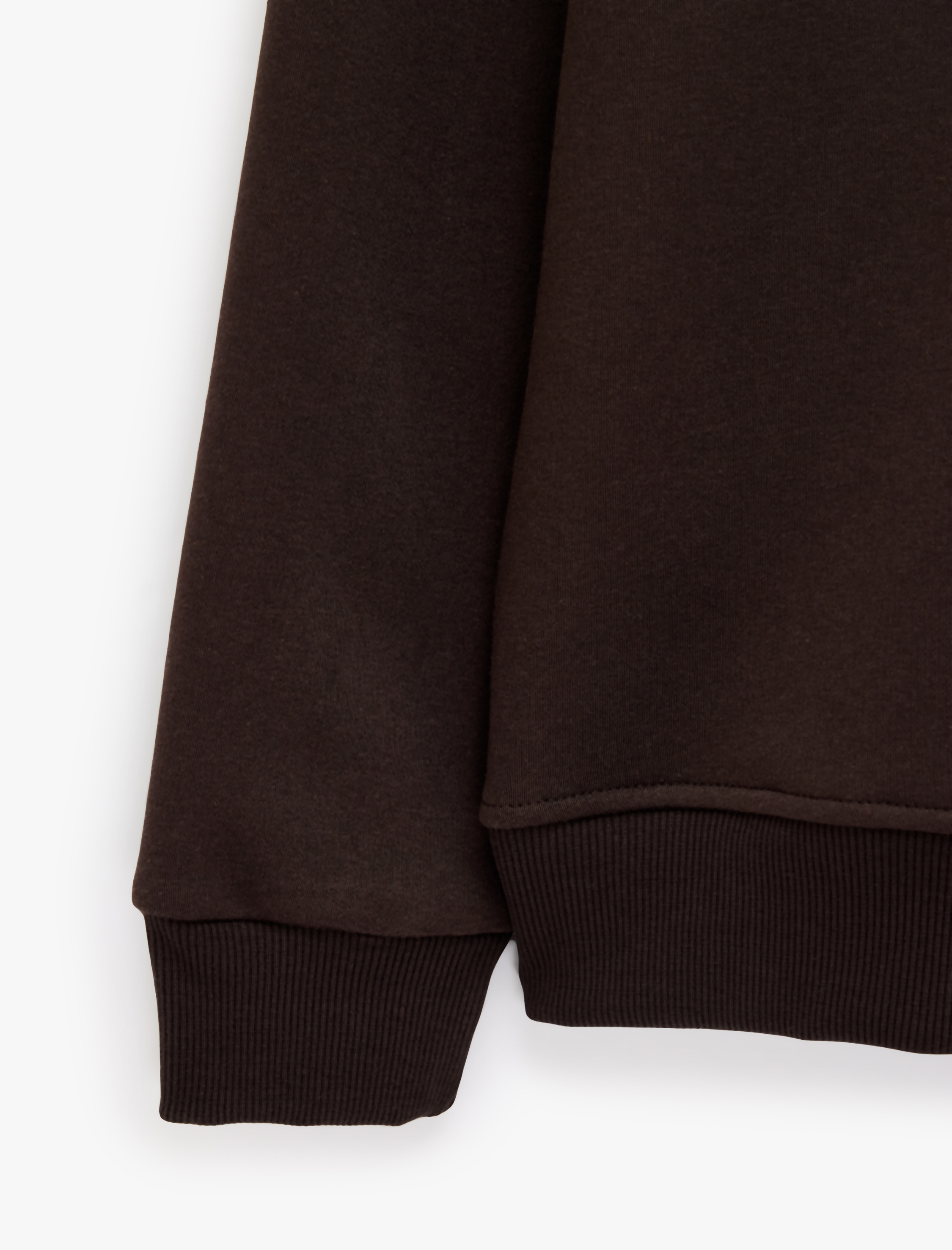  Uzun Kollu Üç İplik Şardonlu Nakışlı Bisiklet Yaka Sweatshirt