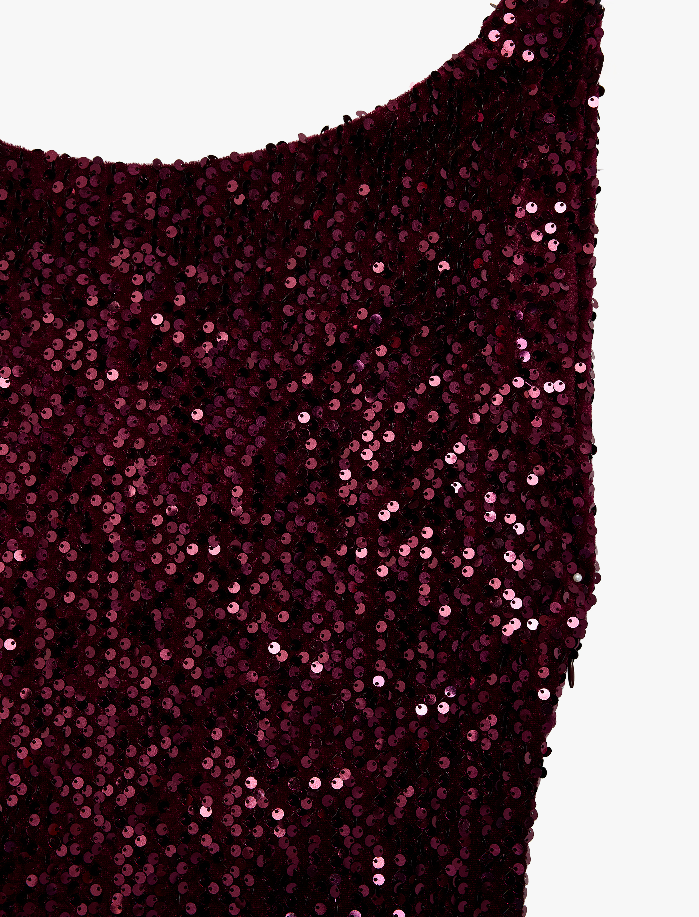   Payetli Slim Fit Bisiklet Yaka Kolsuz Sırt Detaylı Mini Abiye Elbise