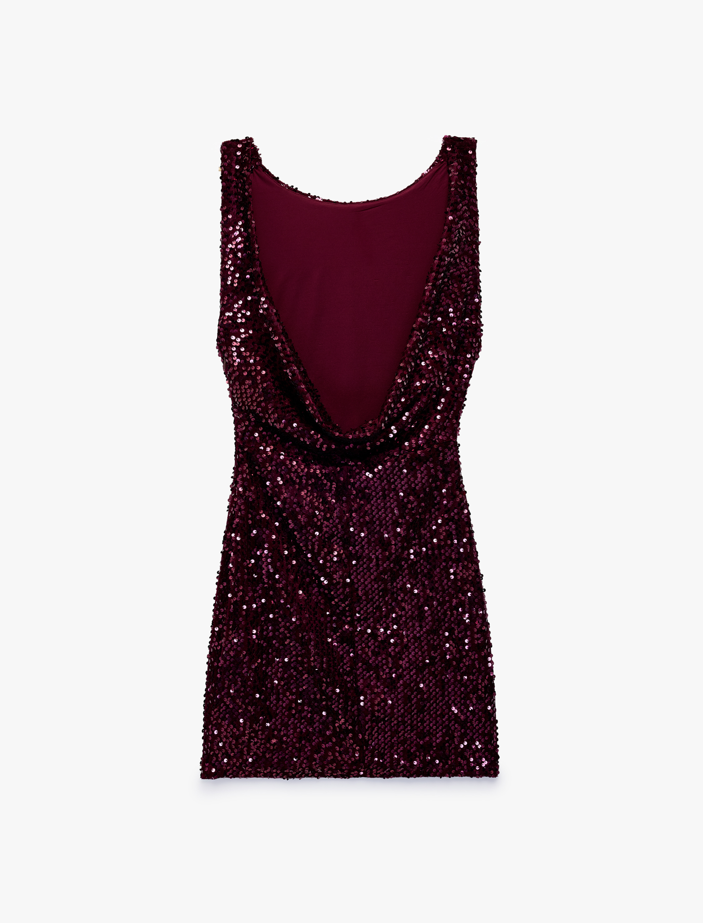  Payetli Slim Fit Bisiklet Yaka Kolsuz Sırt Detaylı Mini Abiye Elbise