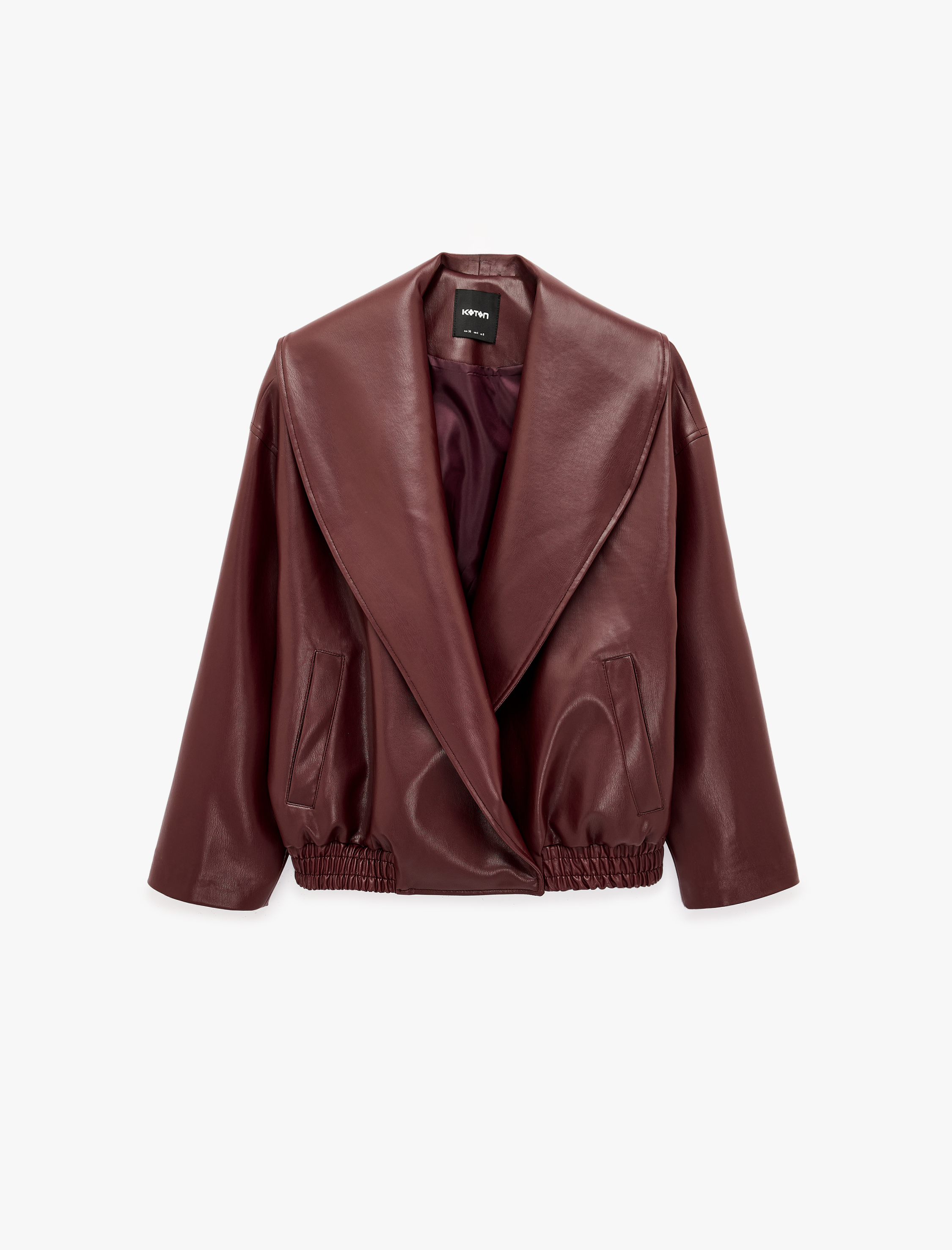   Uzun Kollu Şal Yaka Kruvaze Oversize Suni Deri Bomber Ceket