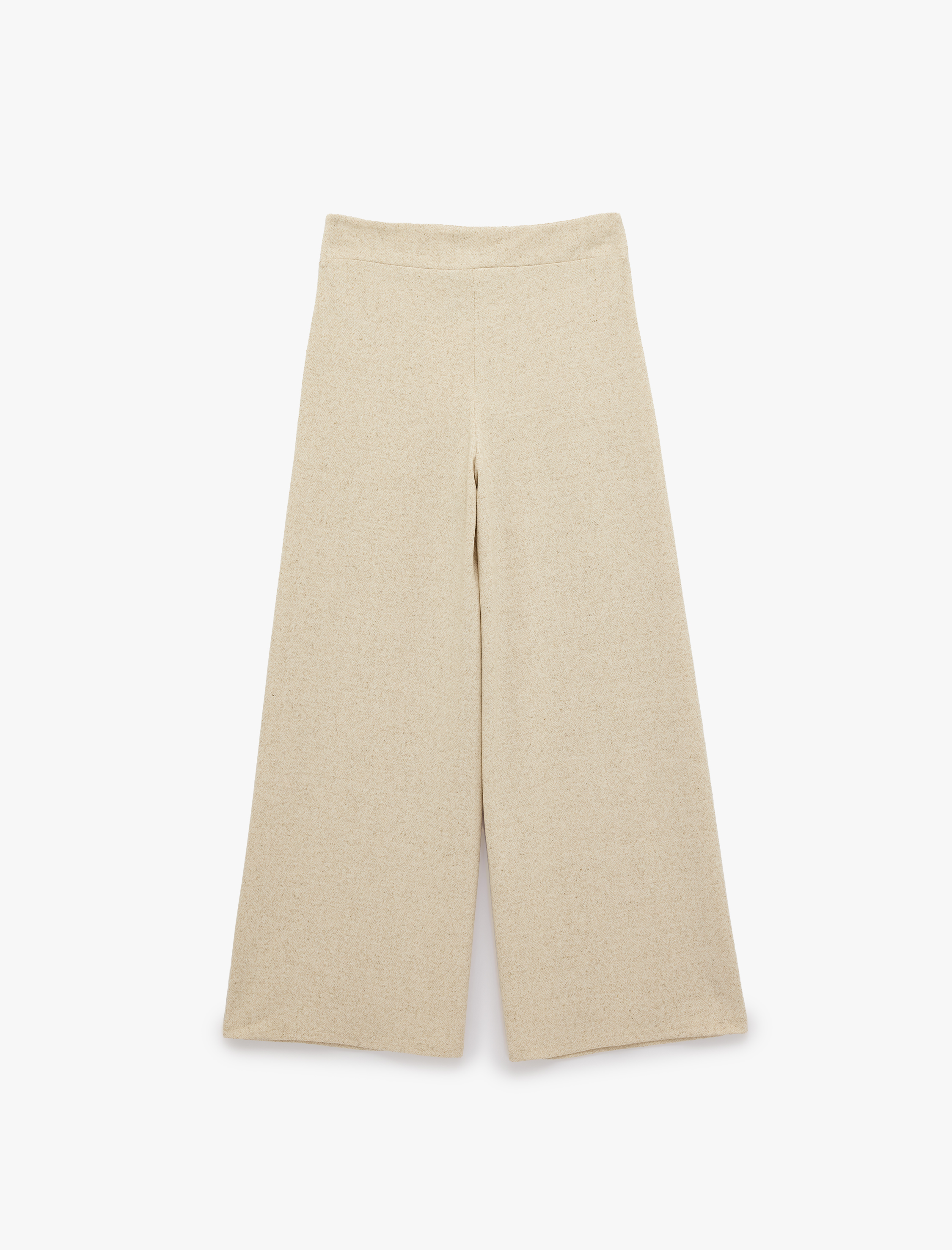   Straight Fit Dokulu Düz Bol Paça Pantolon
