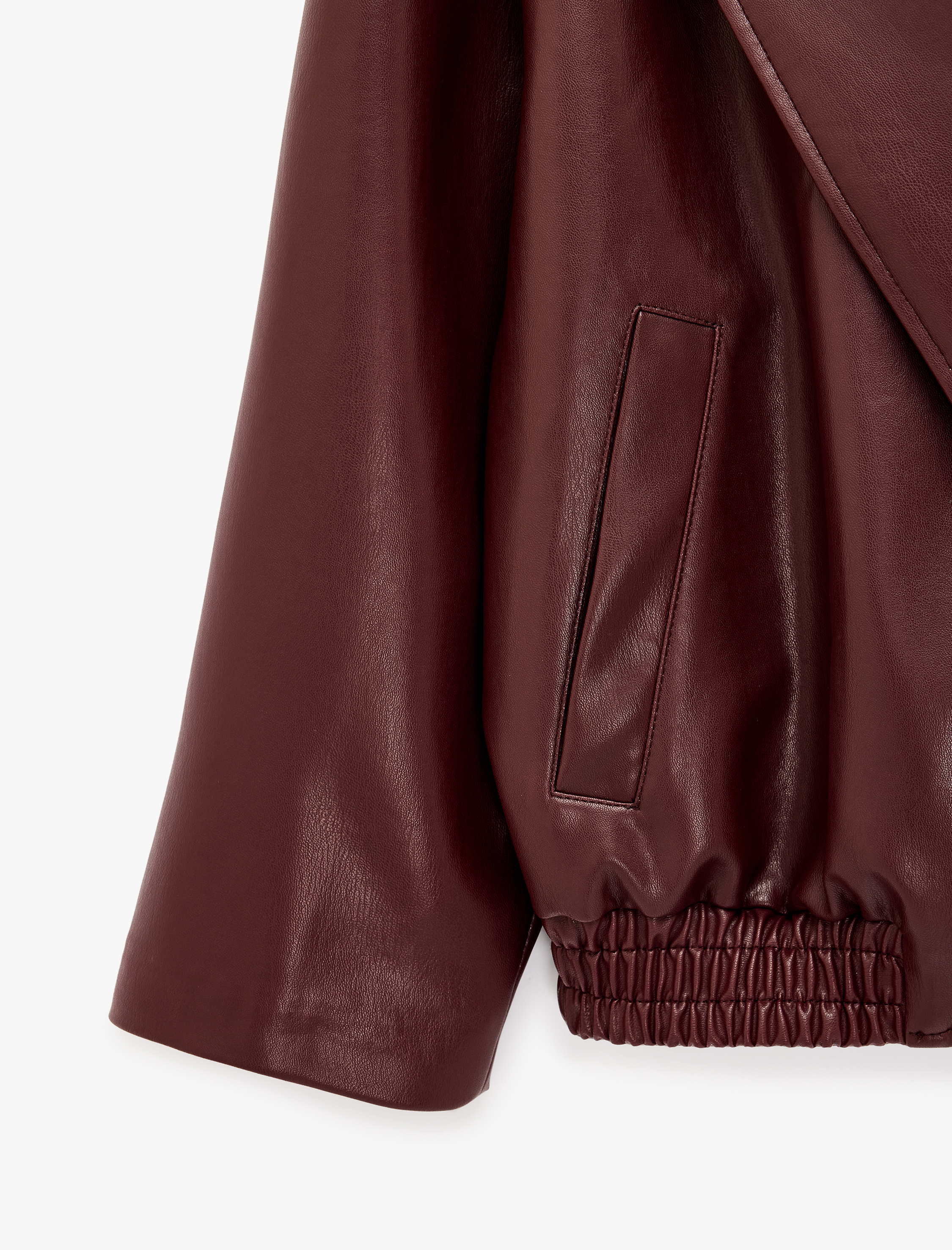   Uzun Kollu Şal Yaka Kruvaze Oversize Suni Deri Bomber Ceket