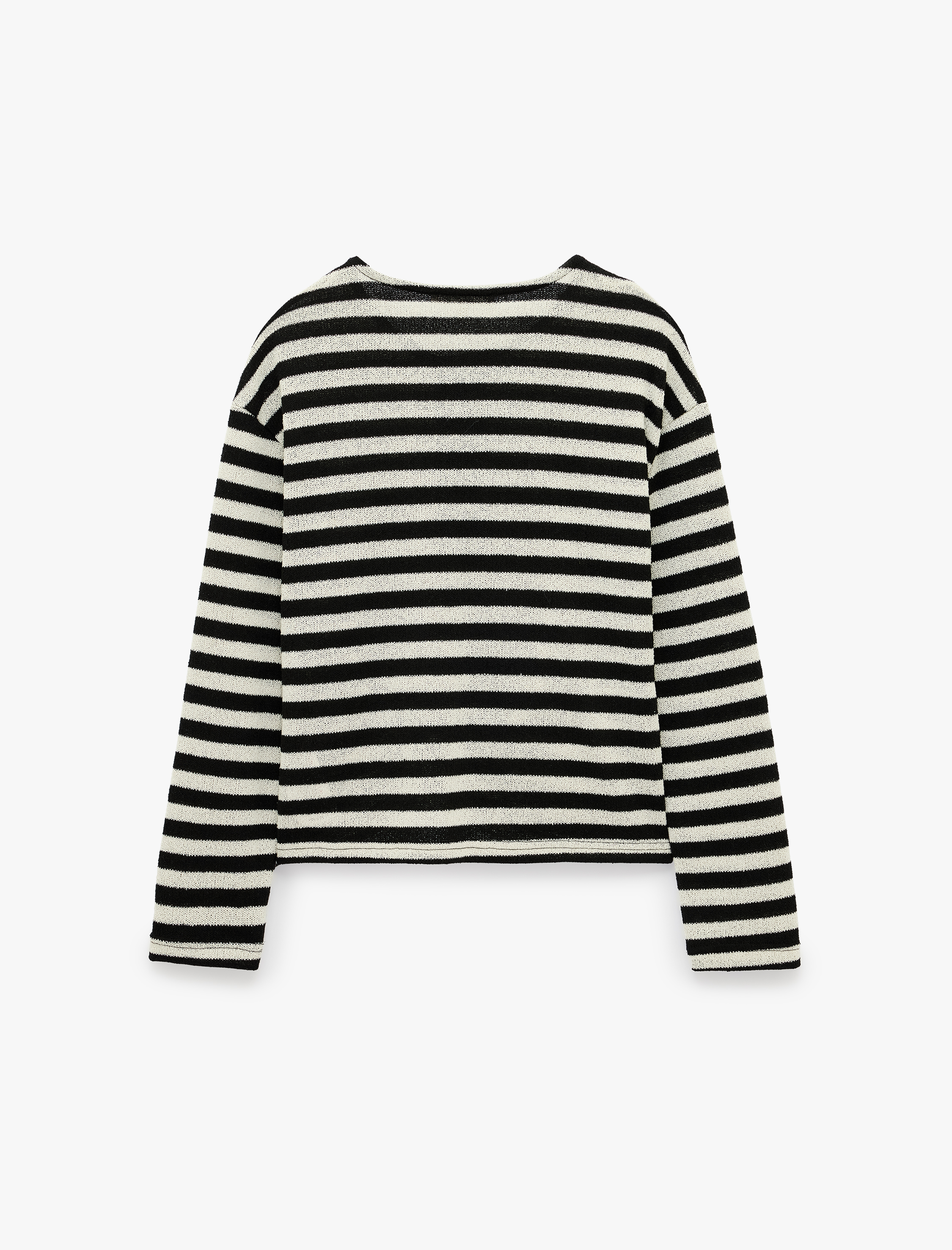  Slim Fit Uzun Kollu Düğmeli Çizgili Henley Yaka Tişört