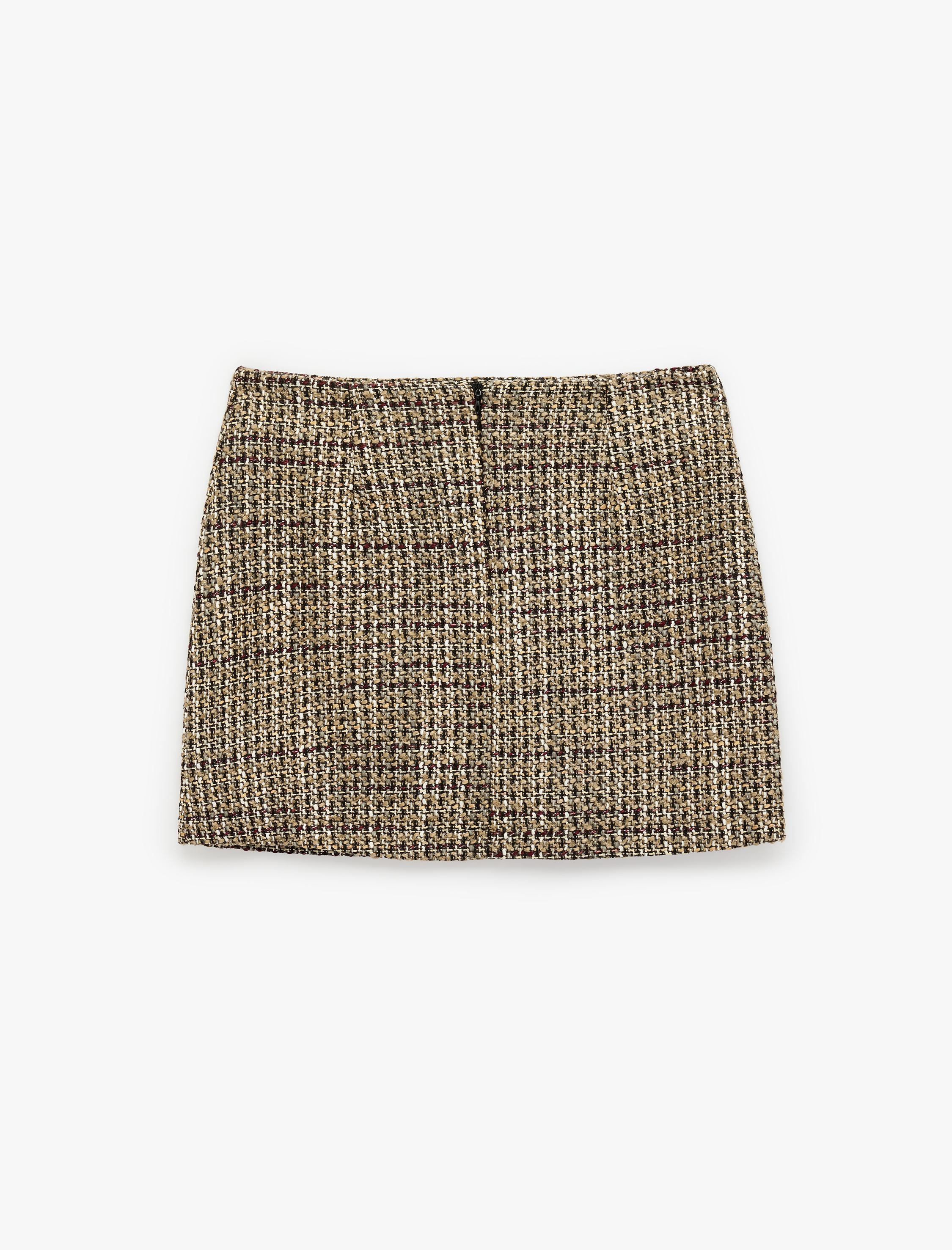   Slim Fit Yün Karışımlı Parıltılı A Kesim Mini Tüvit Etek