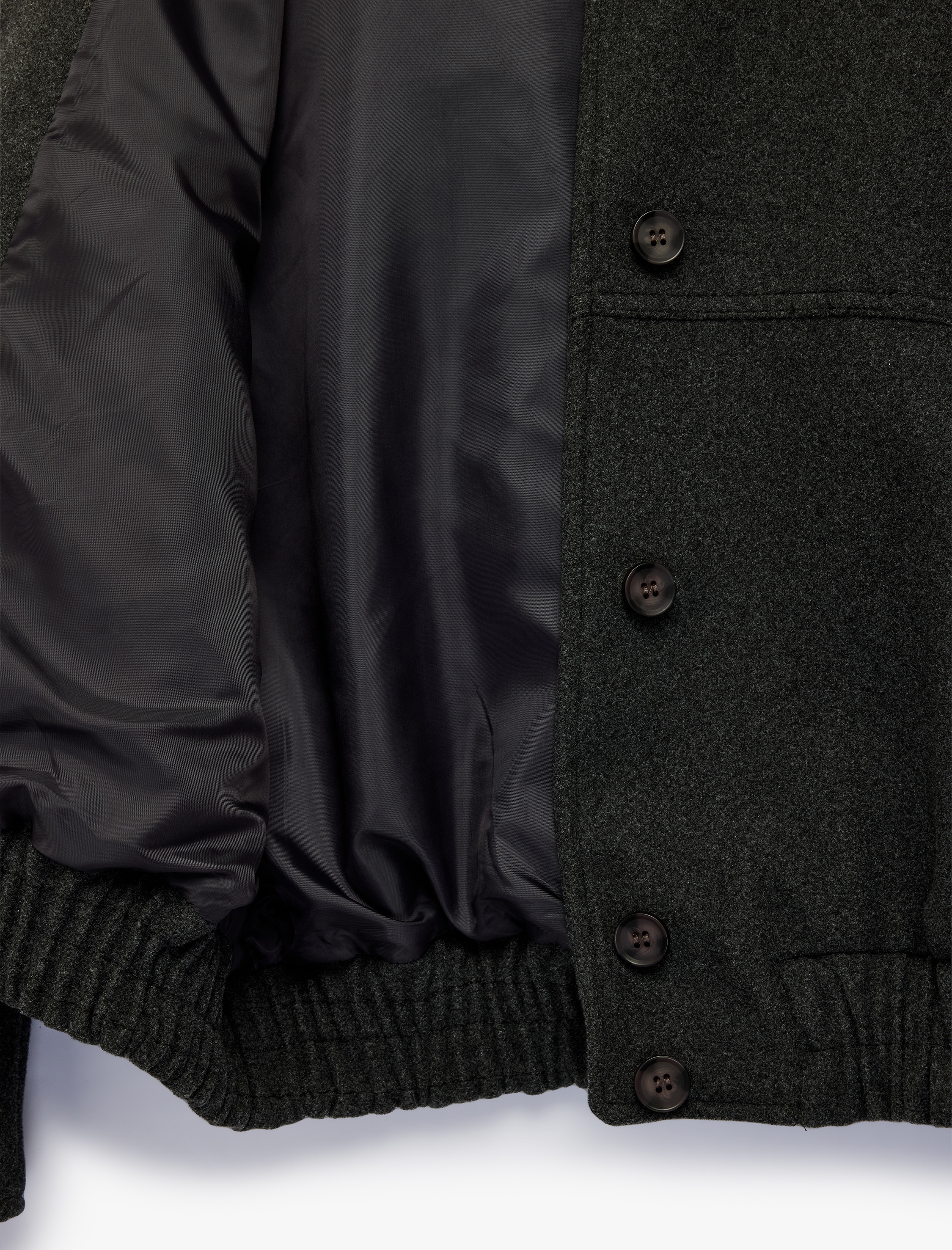   Cepli Uzun Kollu Düğmeli Dik Yaka Oversize Kaşe Bomber Ceket