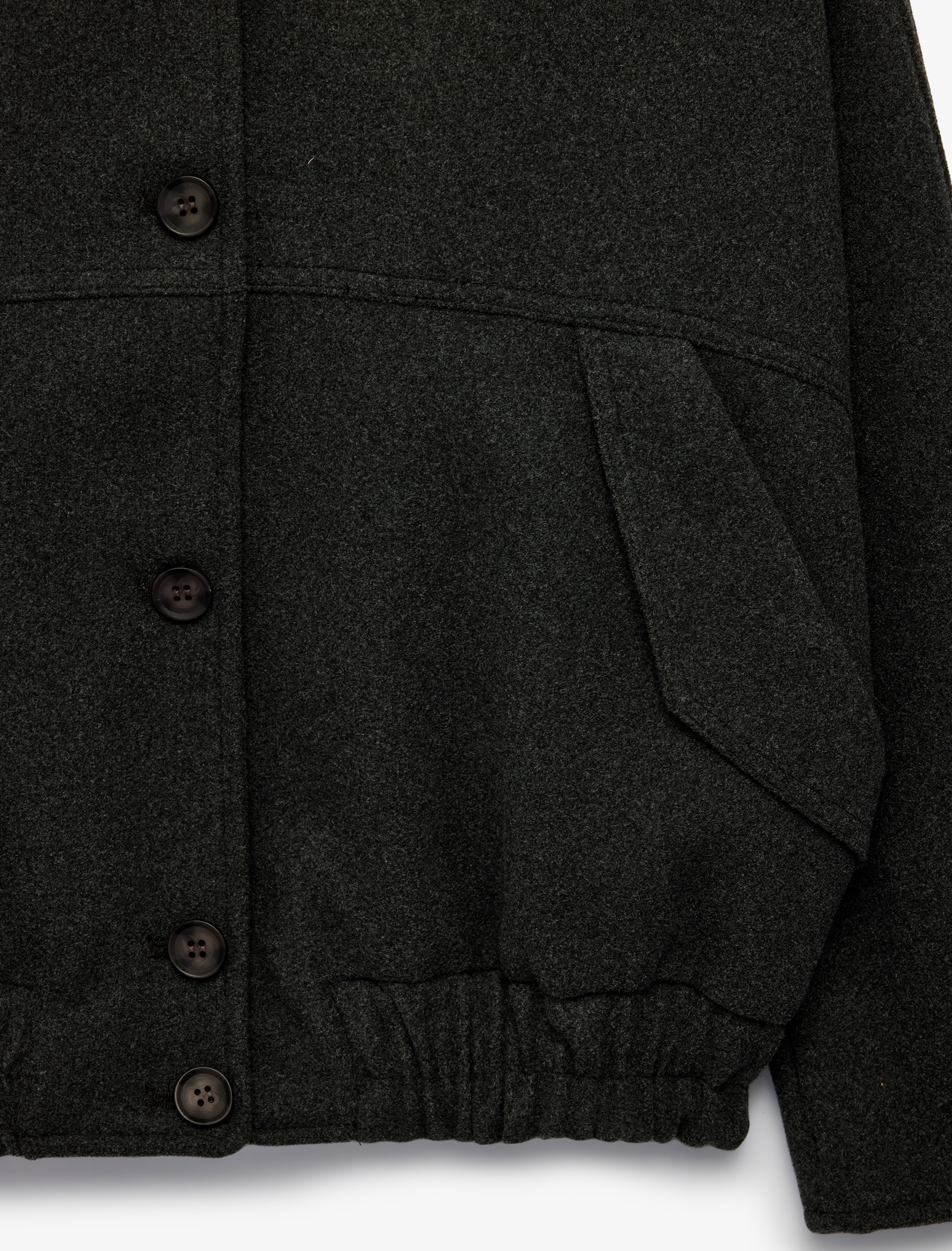   Cepli Uzun Kollu Düğmeli Dik Yaka Oversize Kaşe Bomber Ceket