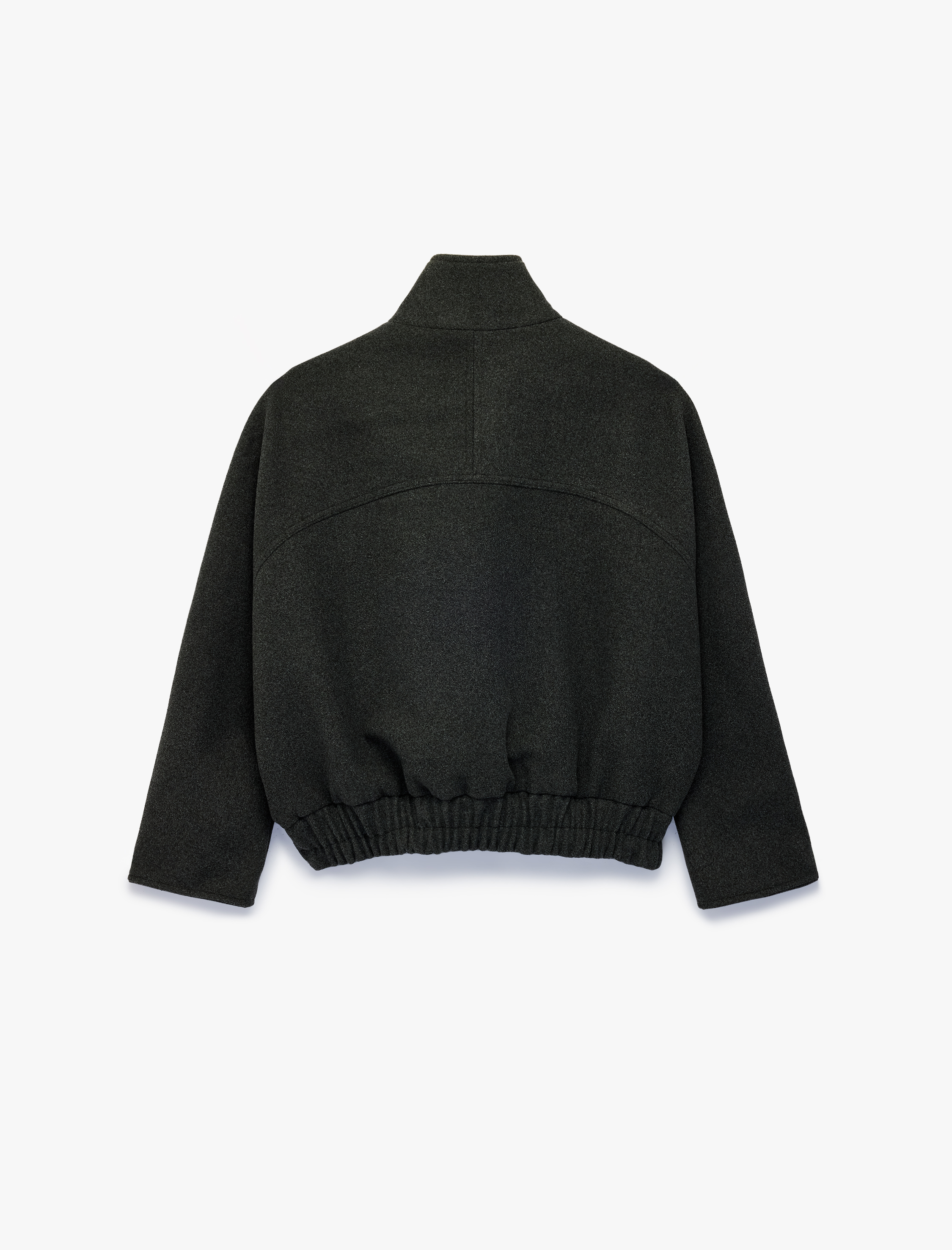   Cepli Uzun Kollu Düğmeli Dik Yaka Oversize Kaşe Bomber Ceket