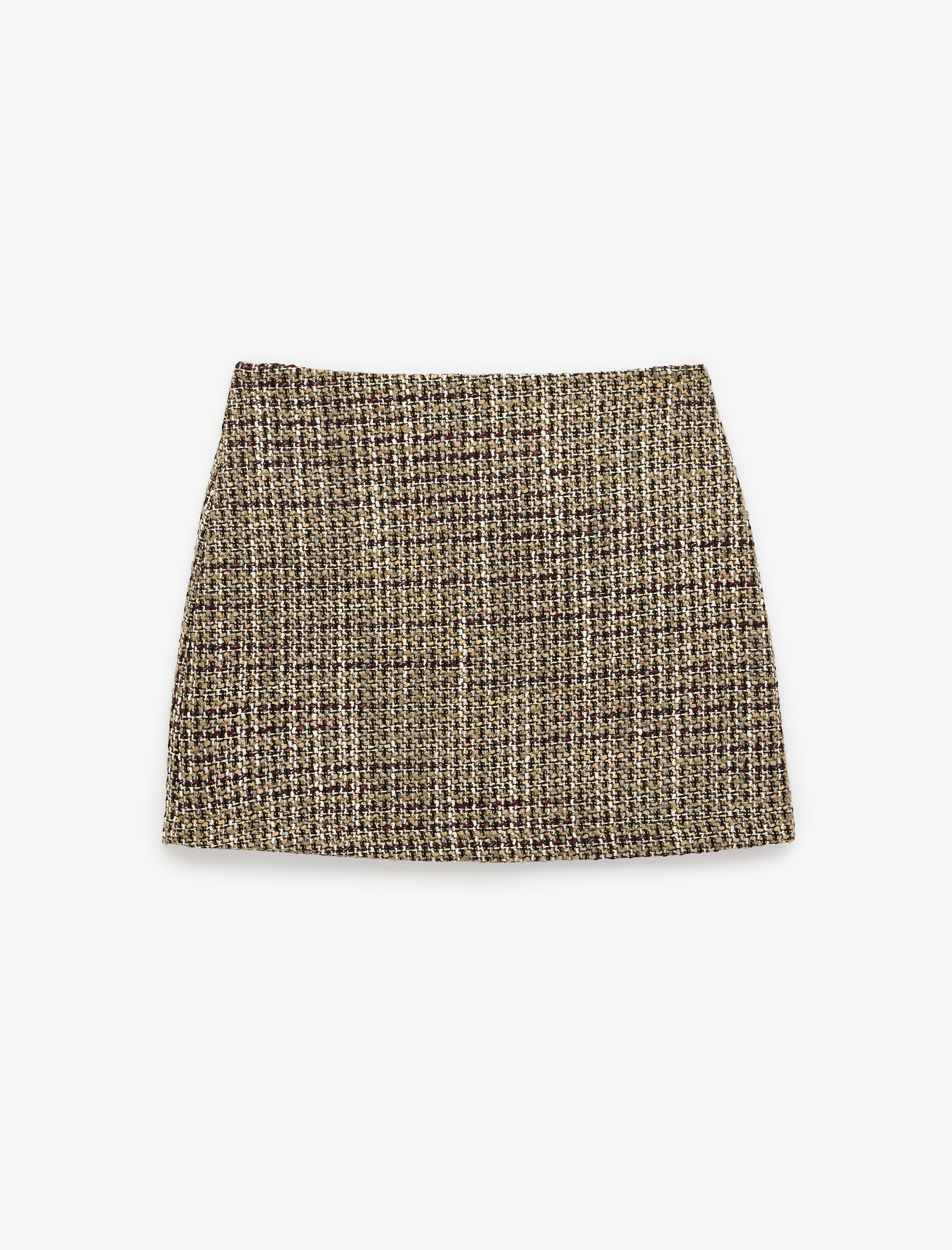   Slim Fit Yün Karışımlı Parıltılı A Kesim Mini Tüvit Etek