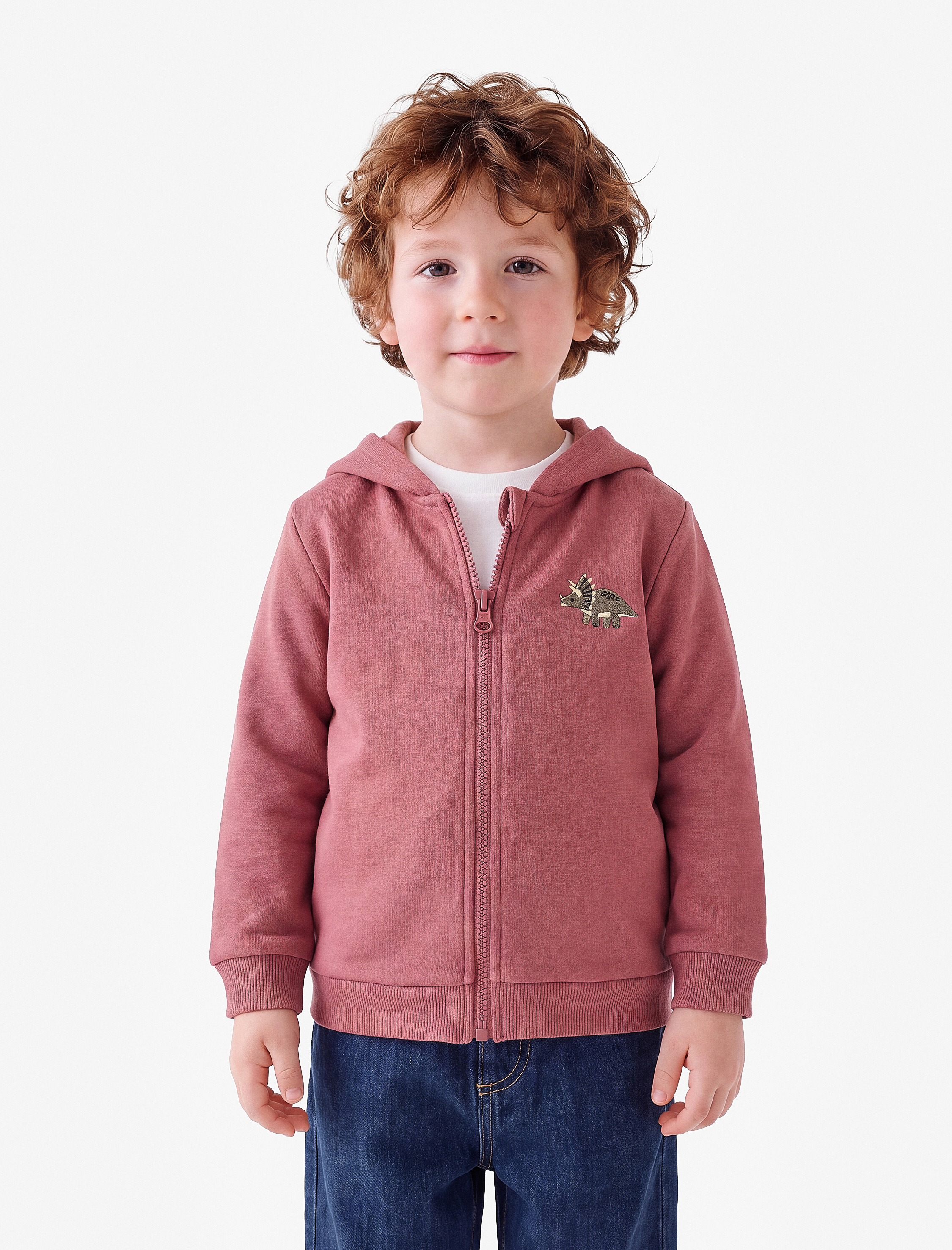  Erkek Bebek Uzun Kollu Baskılı Cepli Şardonlu Fermuarlı Kapşonlu Sweatshirt