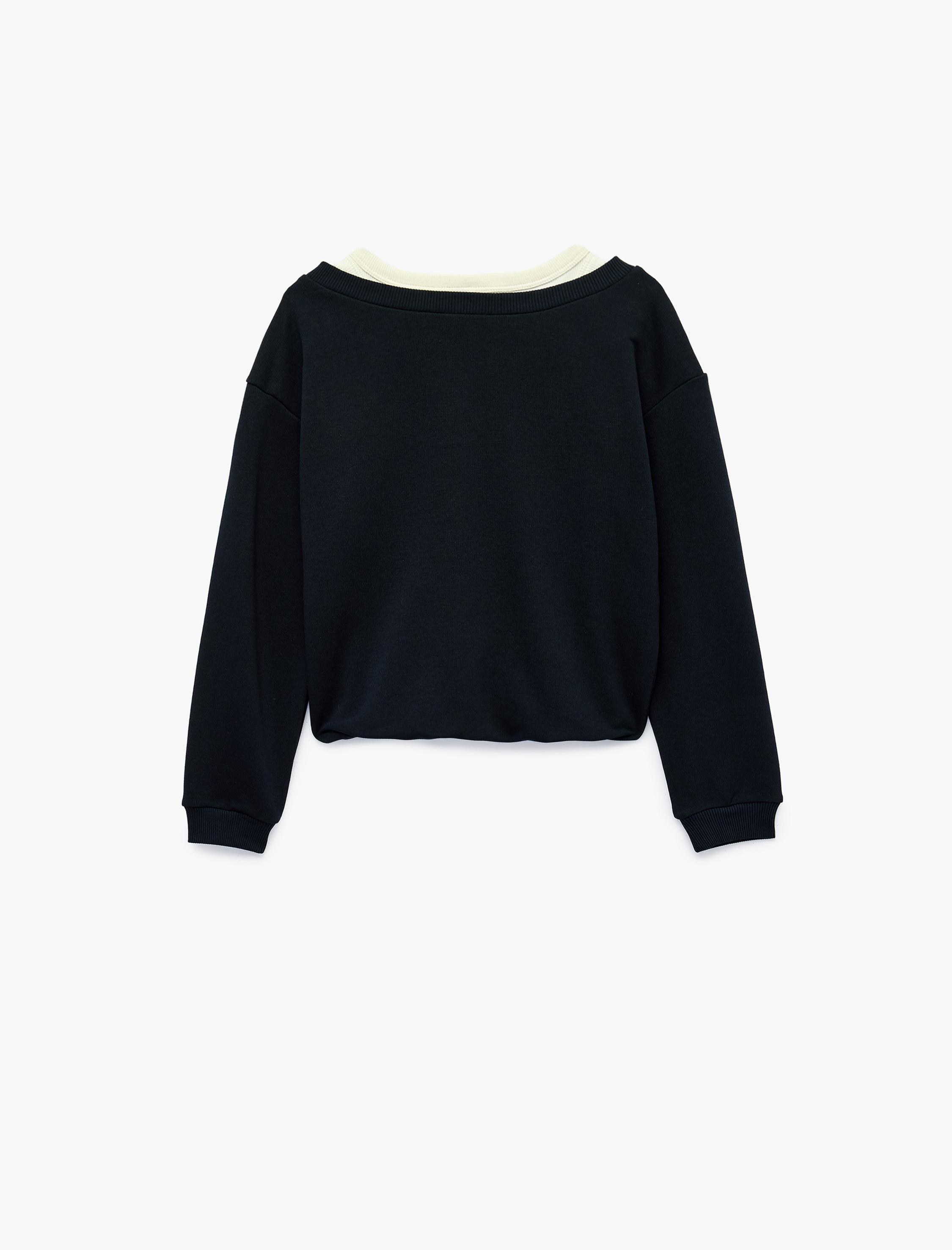  Kız Çocuk Pamuklu Kayık Yaka Uzun Kollu Yıldız Baskılı Sweatshirt