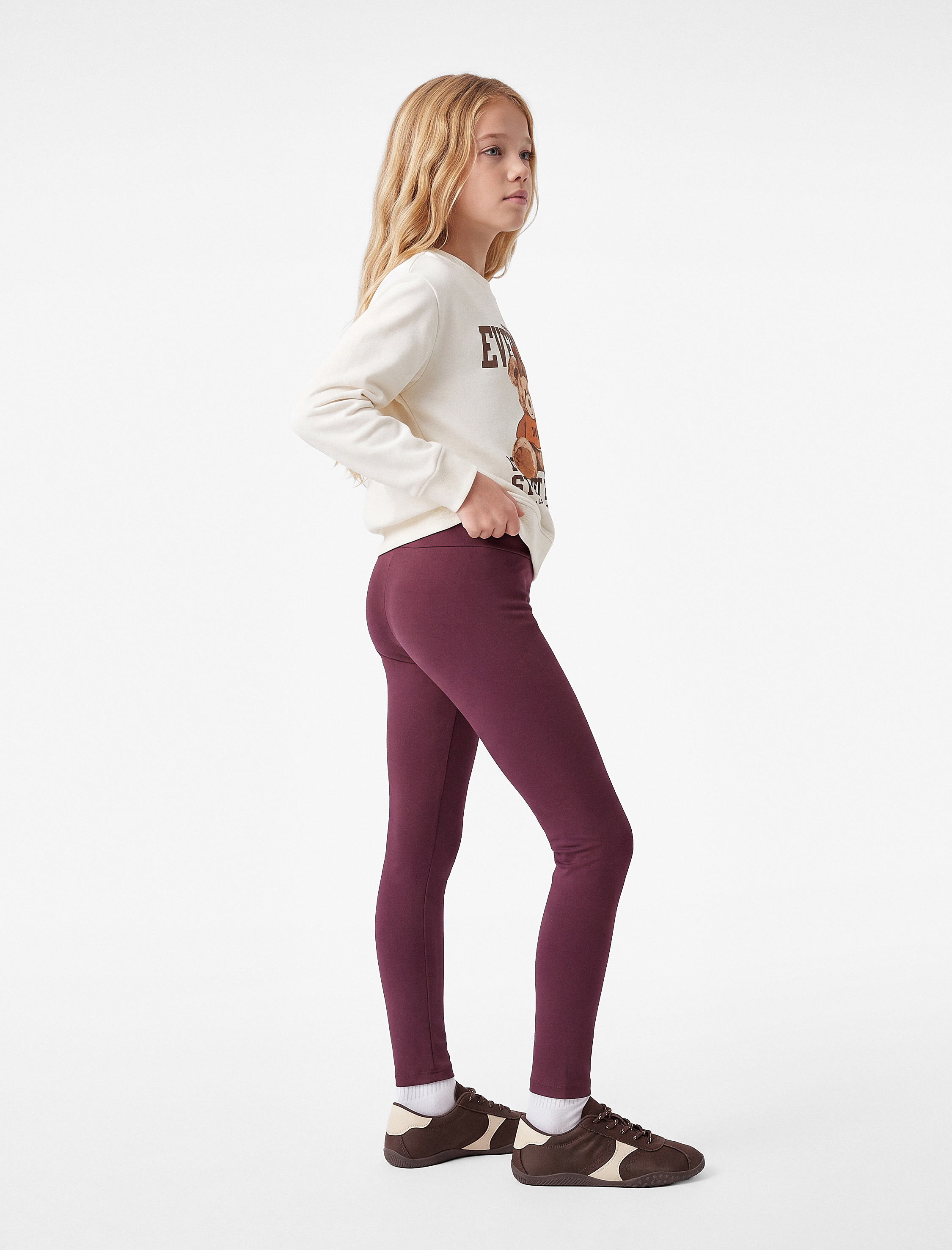  Kız Çocuk Beli Lastikli Basic Uzun Tayt