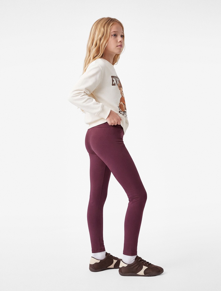 Kız Çocuk Beli Lastikli Basic Uzun Tayt
