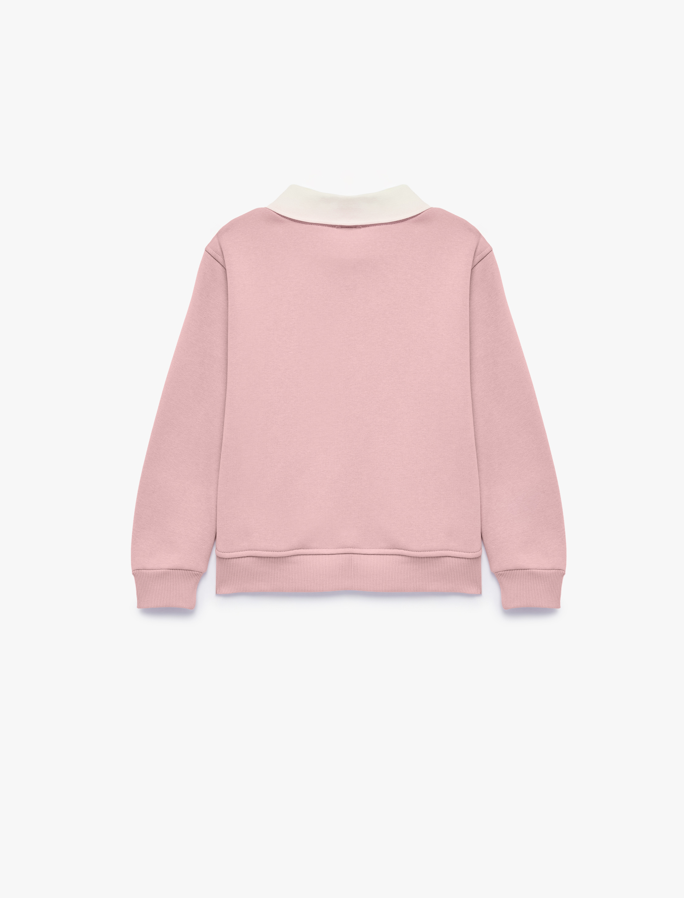  Kız Çocuk Kedi Nakışlı Uzun Kollu Polo Yaka Sweatshirt