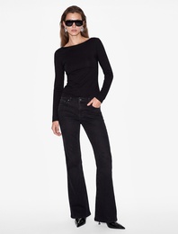 Viskon Slim Fit Sırt Detaylı Bisiklet Yaka Uzun Kollu Bluz