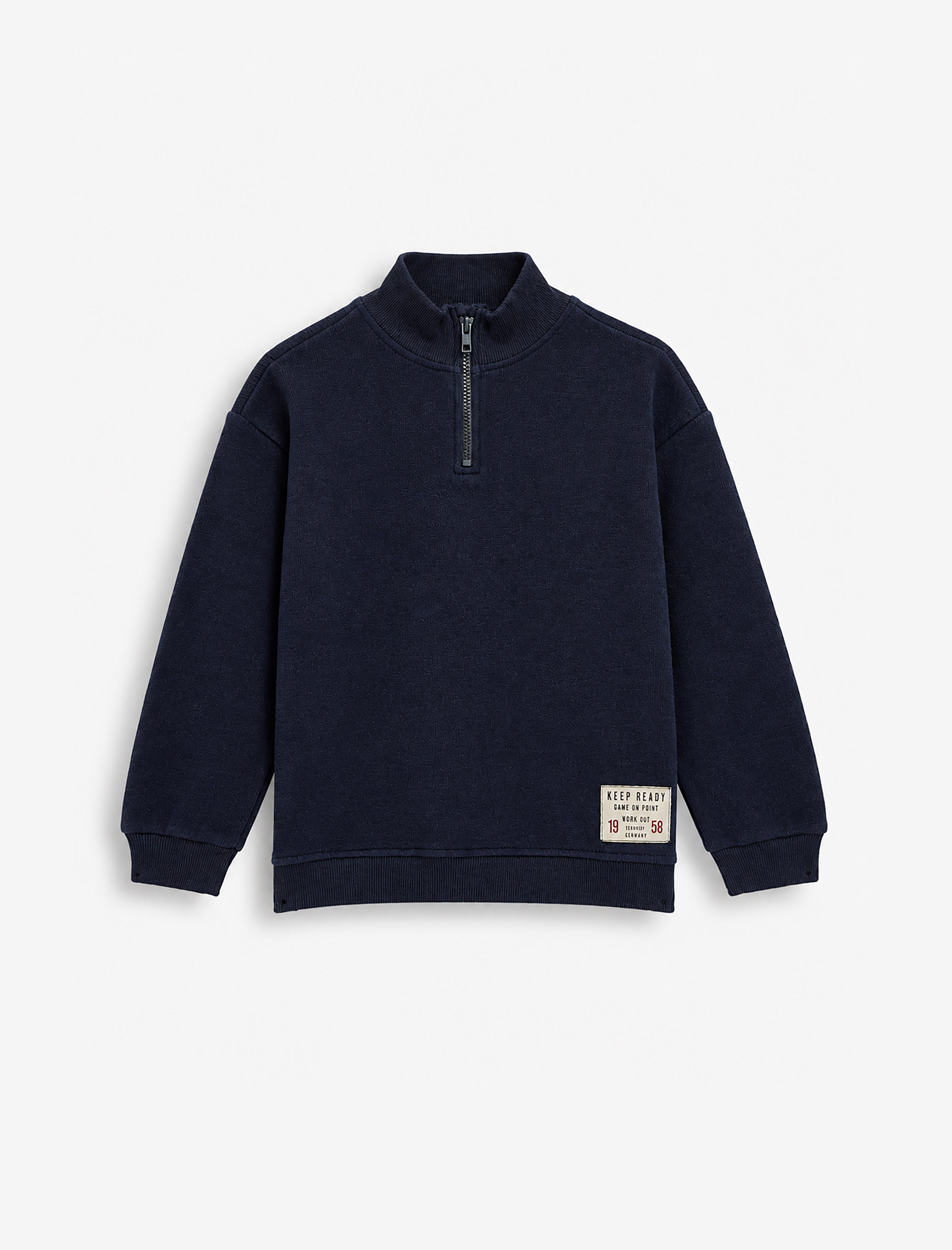  Erkek Çocuk Yarım Fermuarlı Uzun Kollu Dik Yaka Sweatshirt