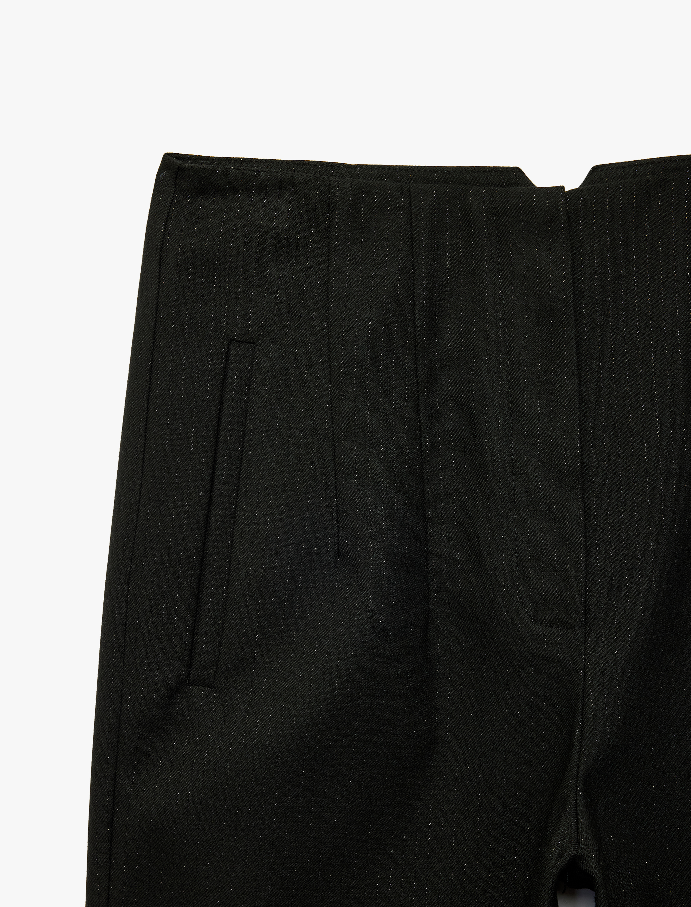   Ekstra Yüksek Bel Slim Fit Kısa Düz Paça Çizgili Pantolon