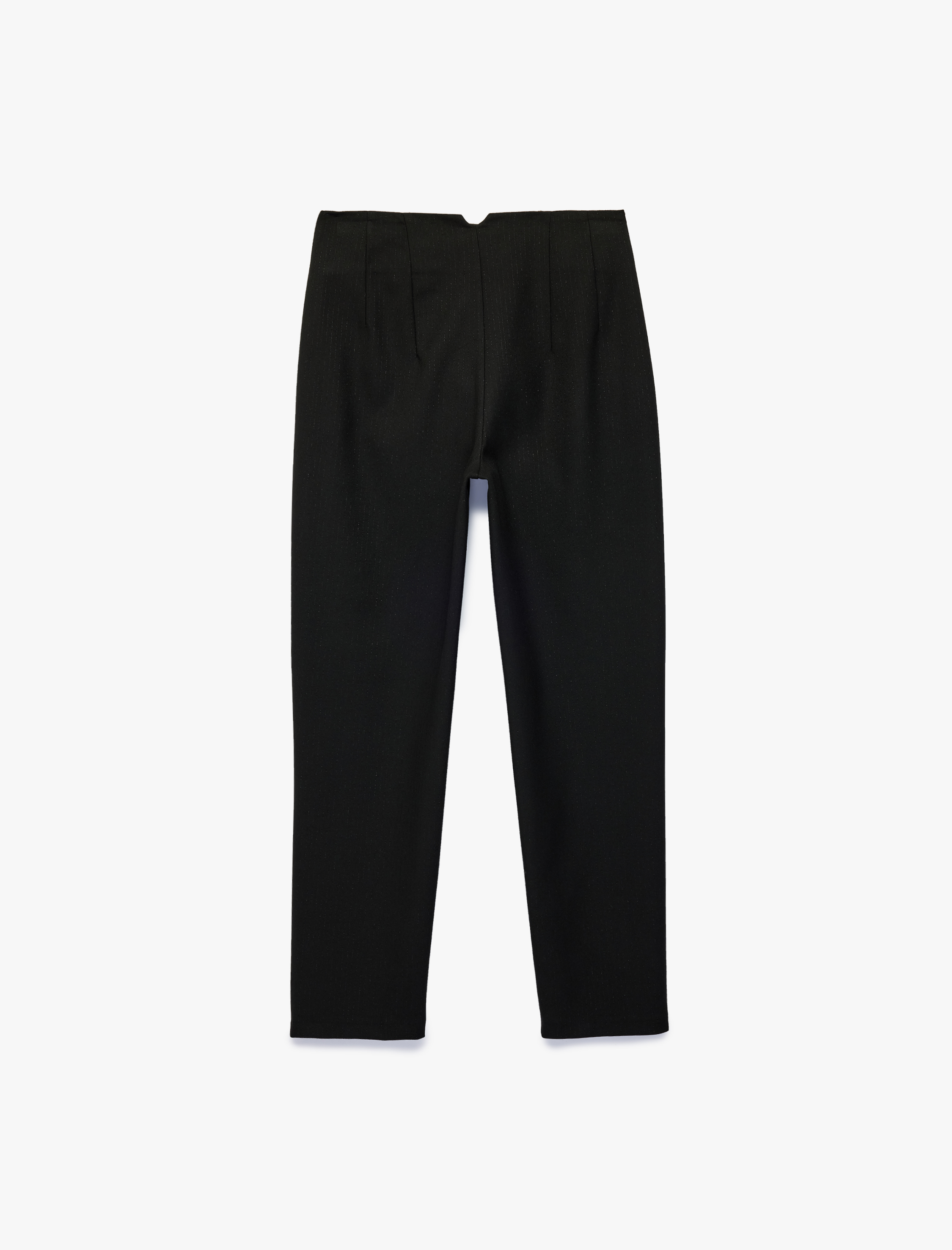   Ekstra Yüksek Bel Slim Fit Kısa Düz Paça Çizgili Pantolon