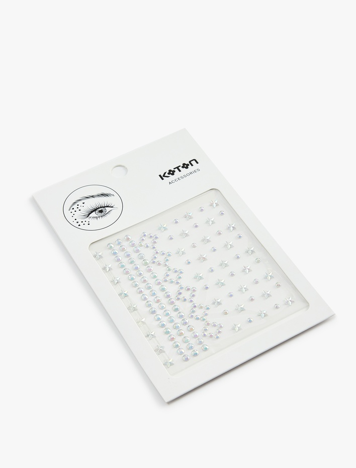 Kadın Yıldız ve Taş Detaylı Parlak Yüz Sticker Seti