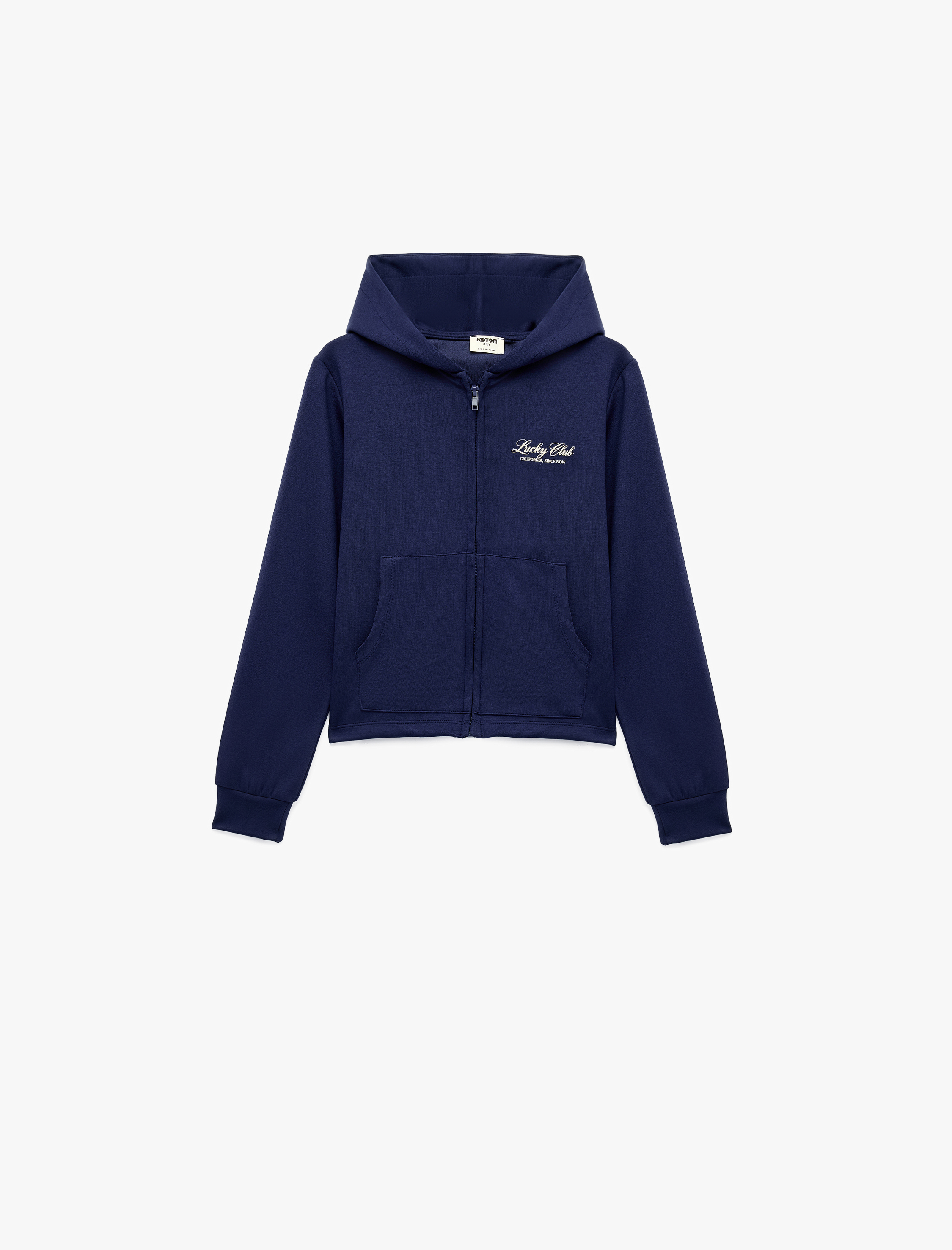  Kız Çocuk Fermuarlı Cepli Baskılı Kapşonlu Modal Sweatshirt