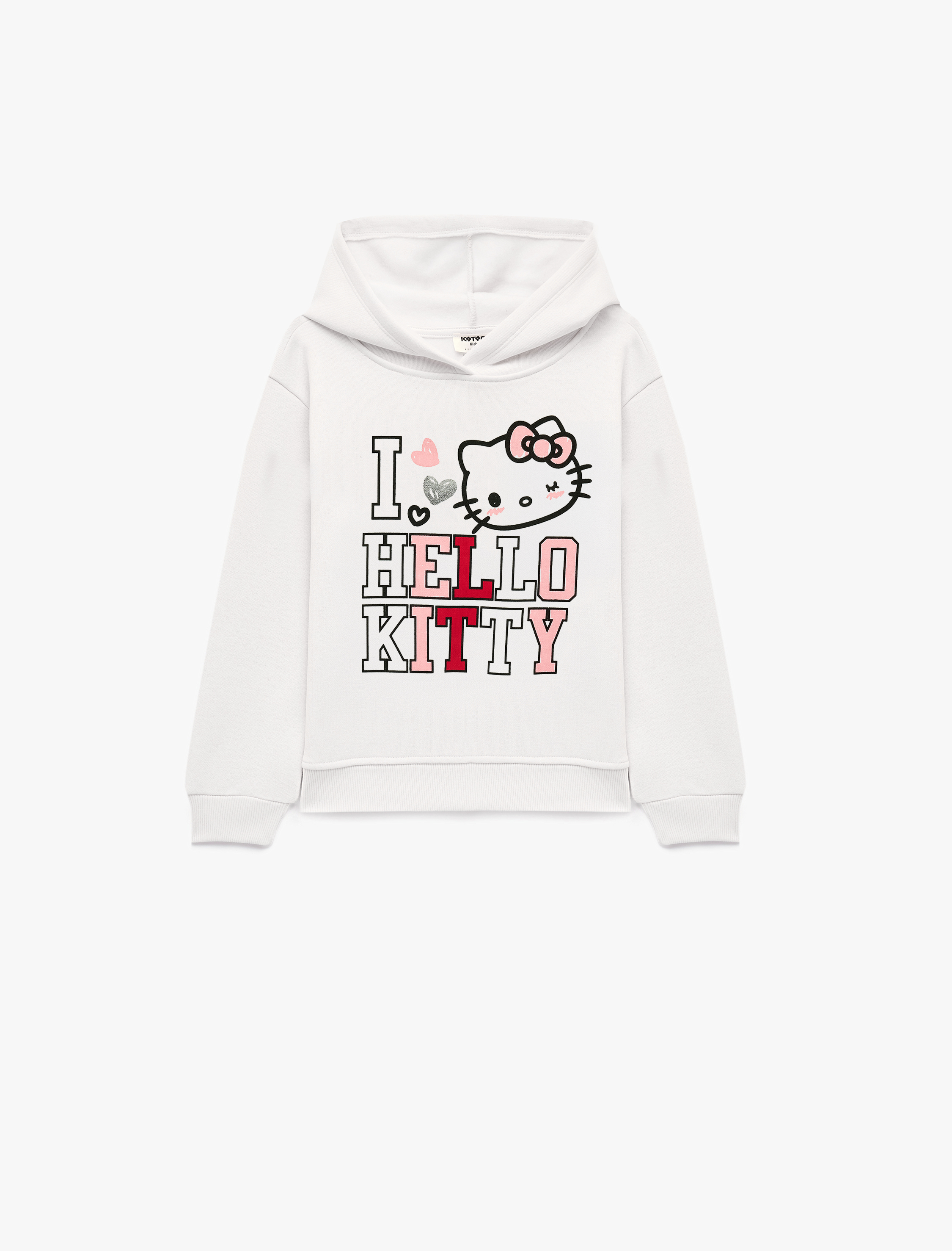  Kız Çocuk Şardonlu Uzun Kollu Lisanslı Hello Kitty Baskılı Kapşonlu Sweatshirt