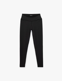 Yüksek Bel Dikiş Detaylı Slim Fit Spor Tayt