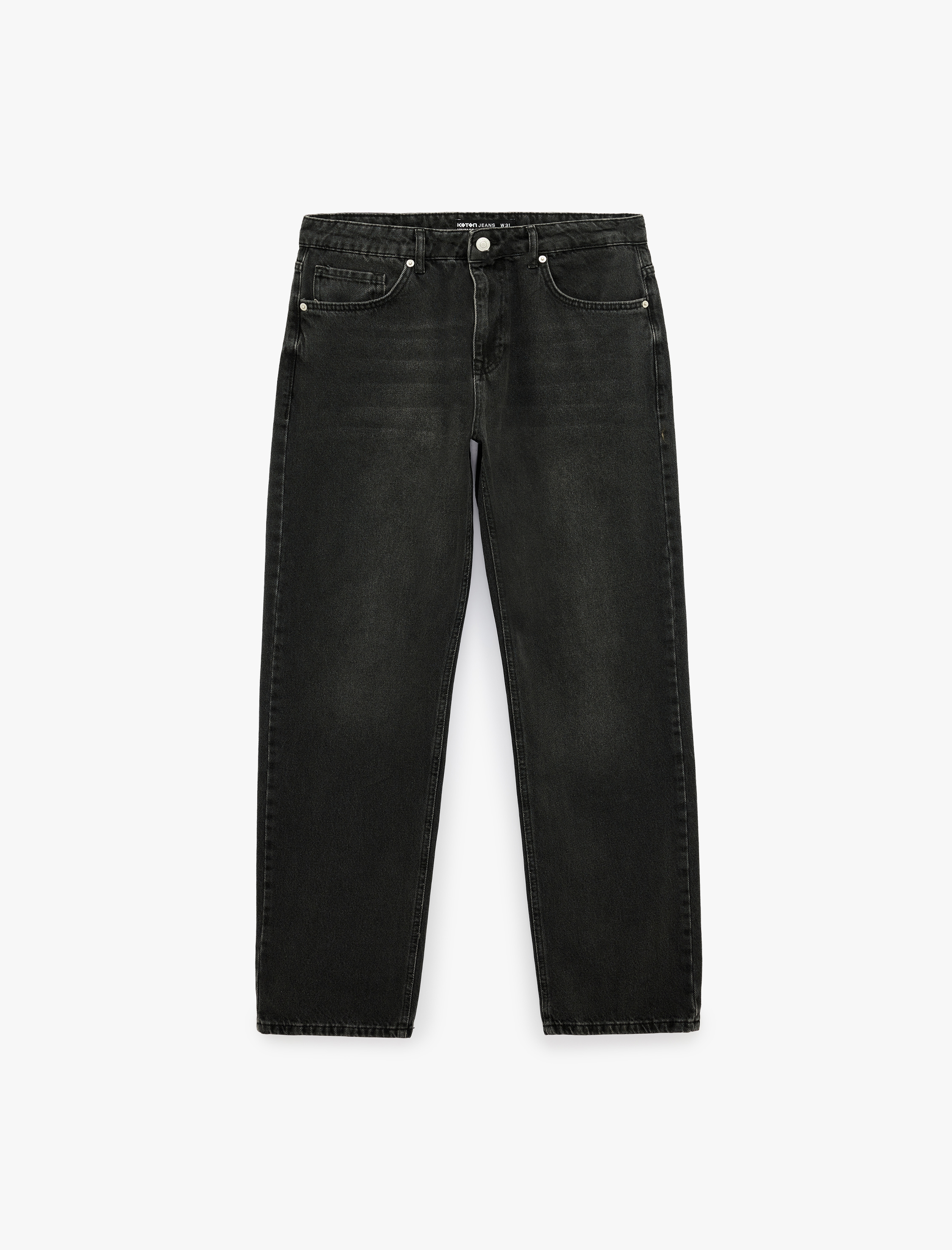   Normal Bel Cepli Pamuklu Vintage Straight Fit Jean Pantolon