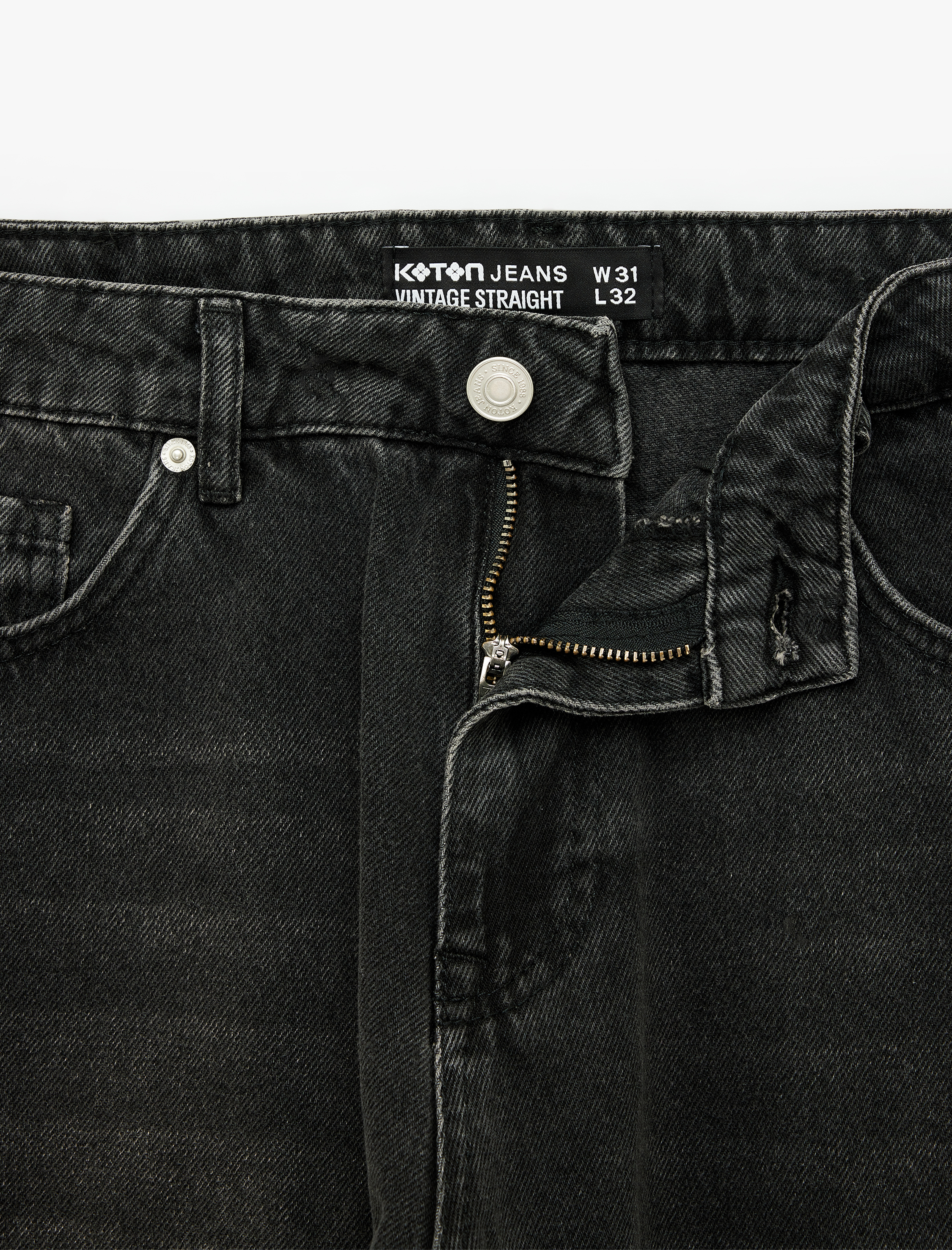   Normal Bel Cepli Pamuklu Vintage Straight Fit Jean Pantolon