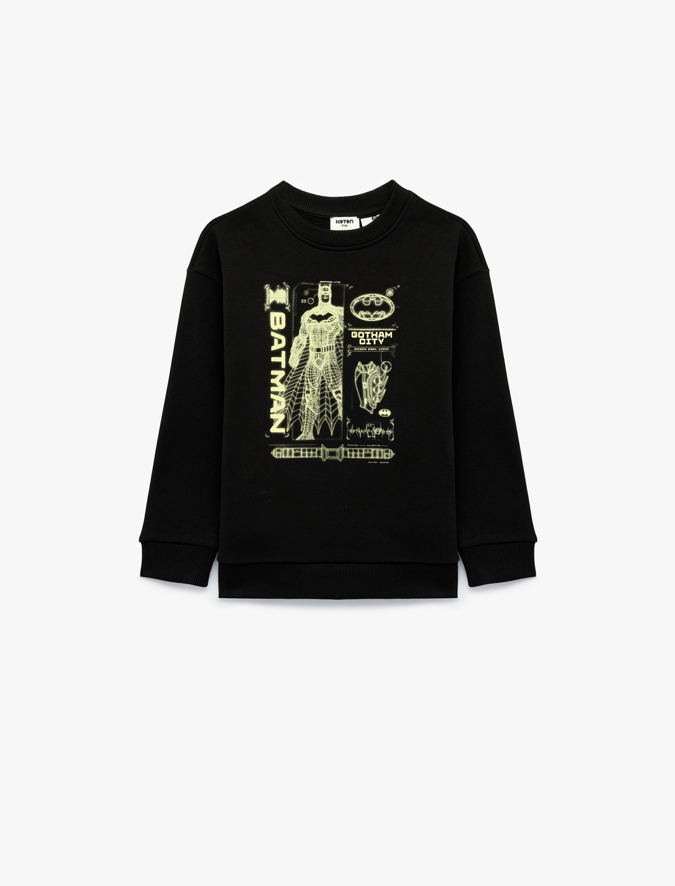 Erkek Çocuk Batman Lisanslı Baskılı Uzun Kollu Bisiklet Yaka Üç İplik Şardonlu Sweatshirt