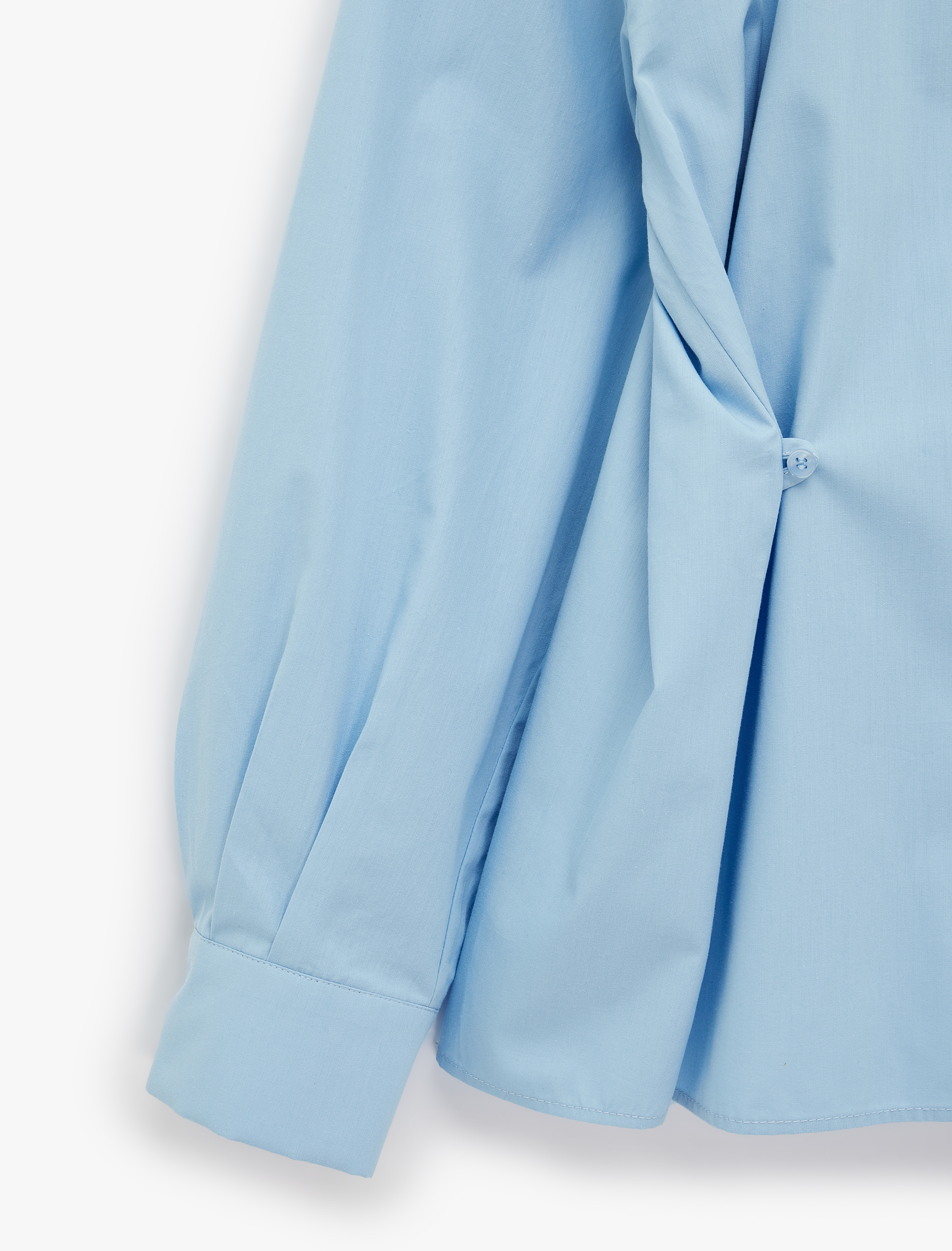   Pamuklu Klasik Yaka Uzun Kollu Pileli Oversize Poplin Gömlek