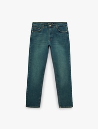 Normal Bel Cepli Pamuklu Straight Jean Pantolon - Mark Jean