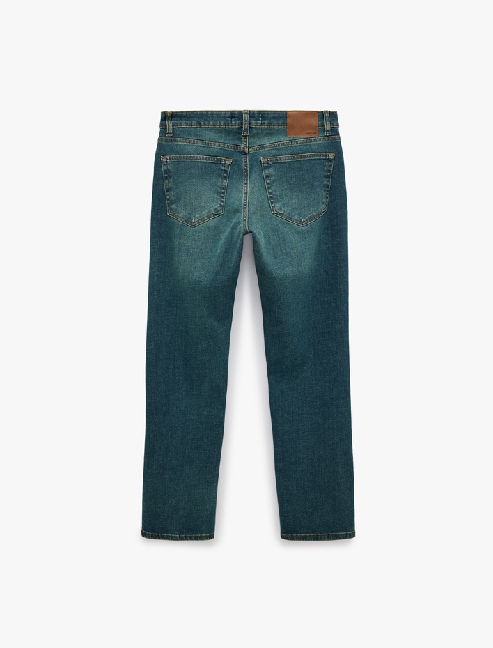  Normal Bel Cepli Pamuklu Straight Jean Pantolon - Mark Jean