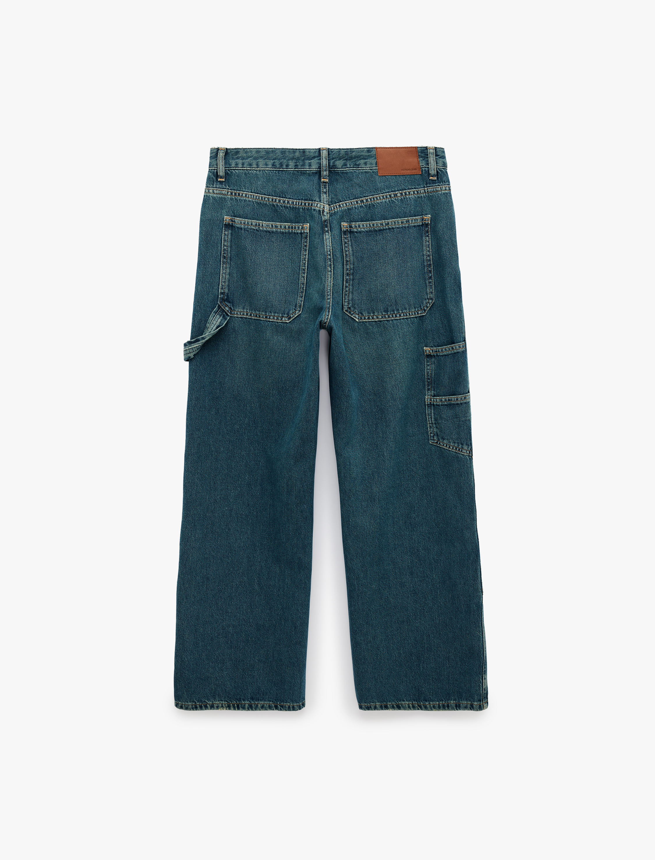   Pamuklu Dikiş Detaylı Cepli Normal Bel Carpenter Denim Pantolon
