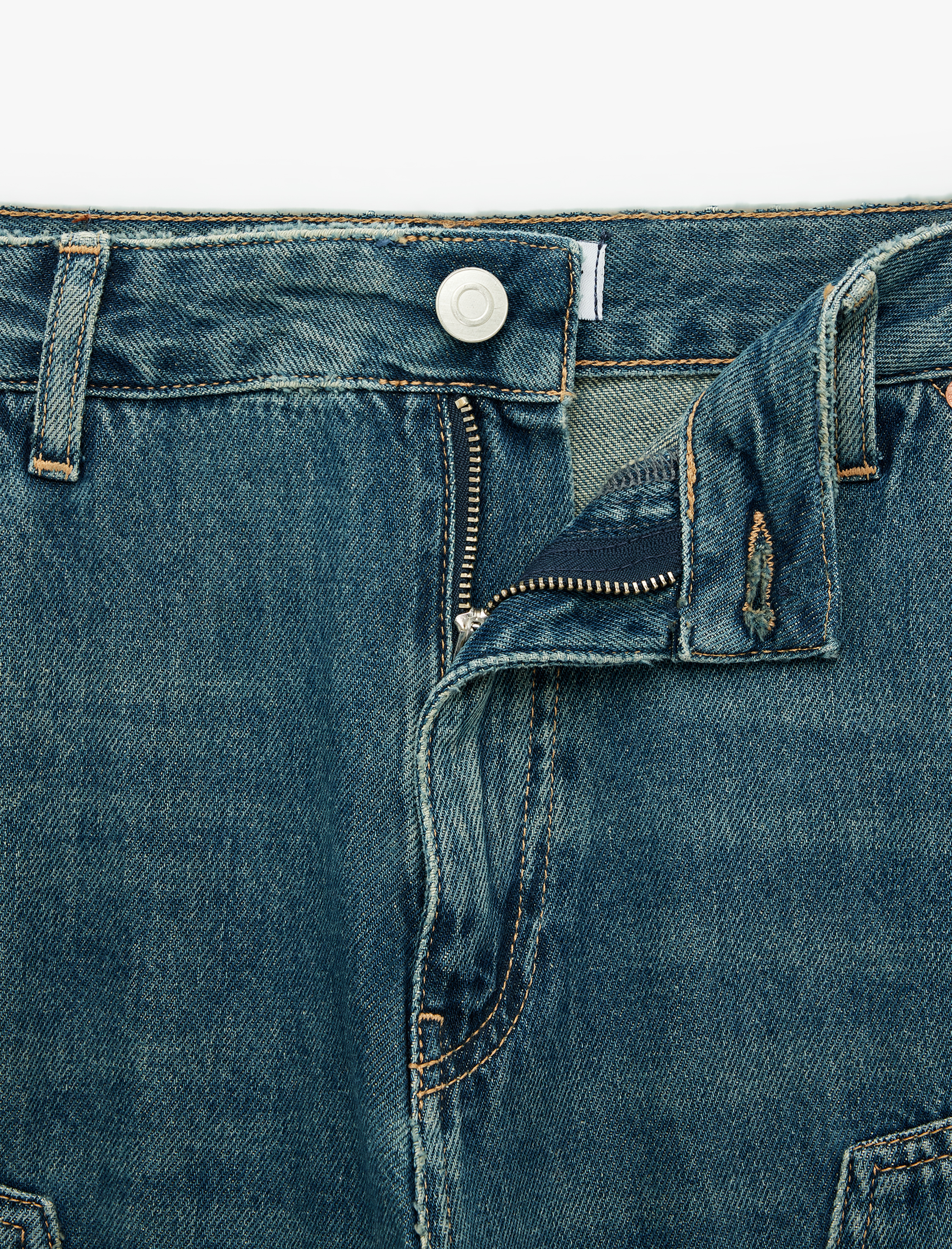   Pamuklu Dikiş Detaylı Cepli Normal Bel Carpenter Denim Pantolon
