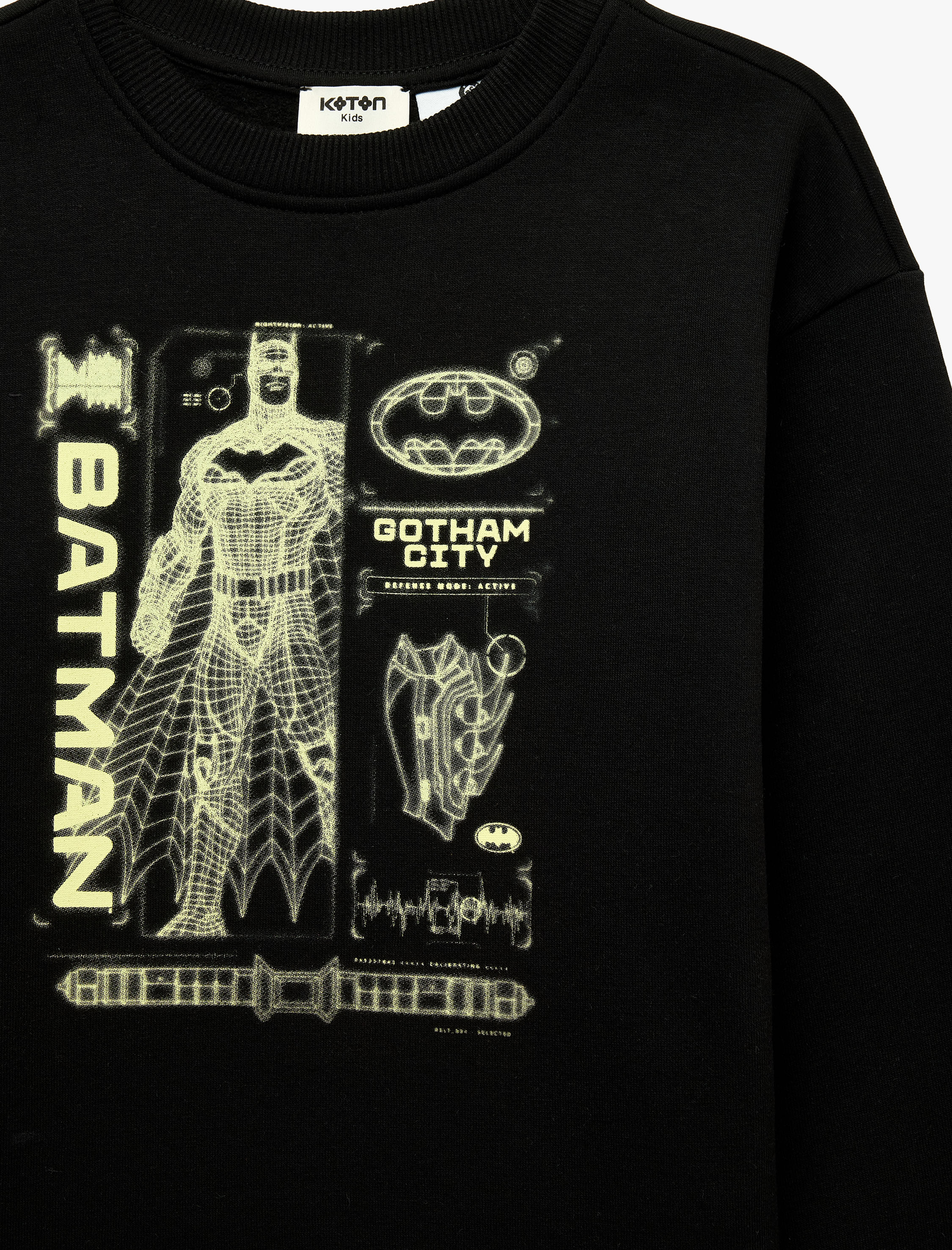  Erkek Çocuk Batman Lisanslı Baskılı Uzun Kollu Bisiklet Yaka Üç İplik Şardonlu Sweatshirt
