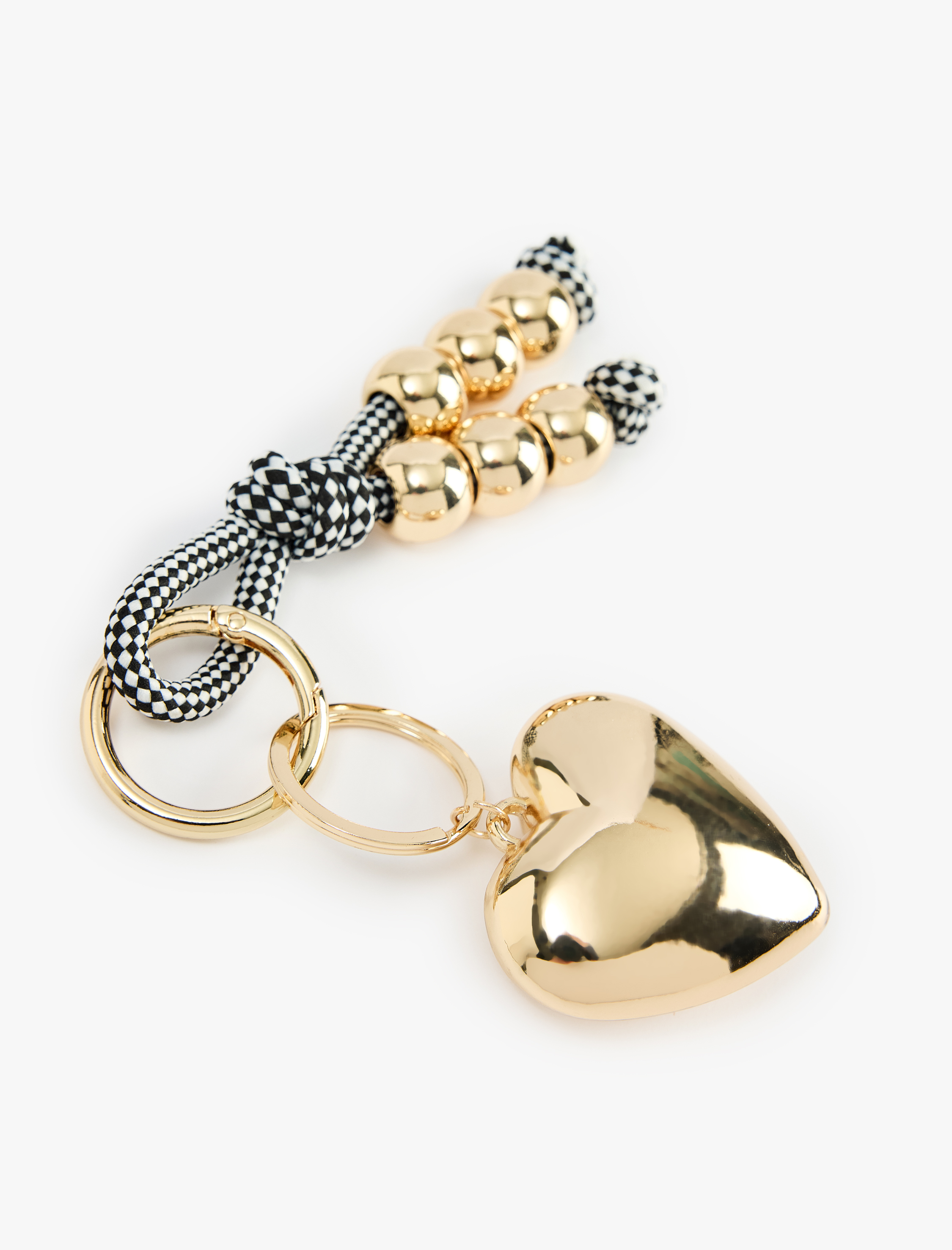  Kadın Kalp Figürlü Örgü Askılı Boncuk Detaylı Metal Anahtarlık