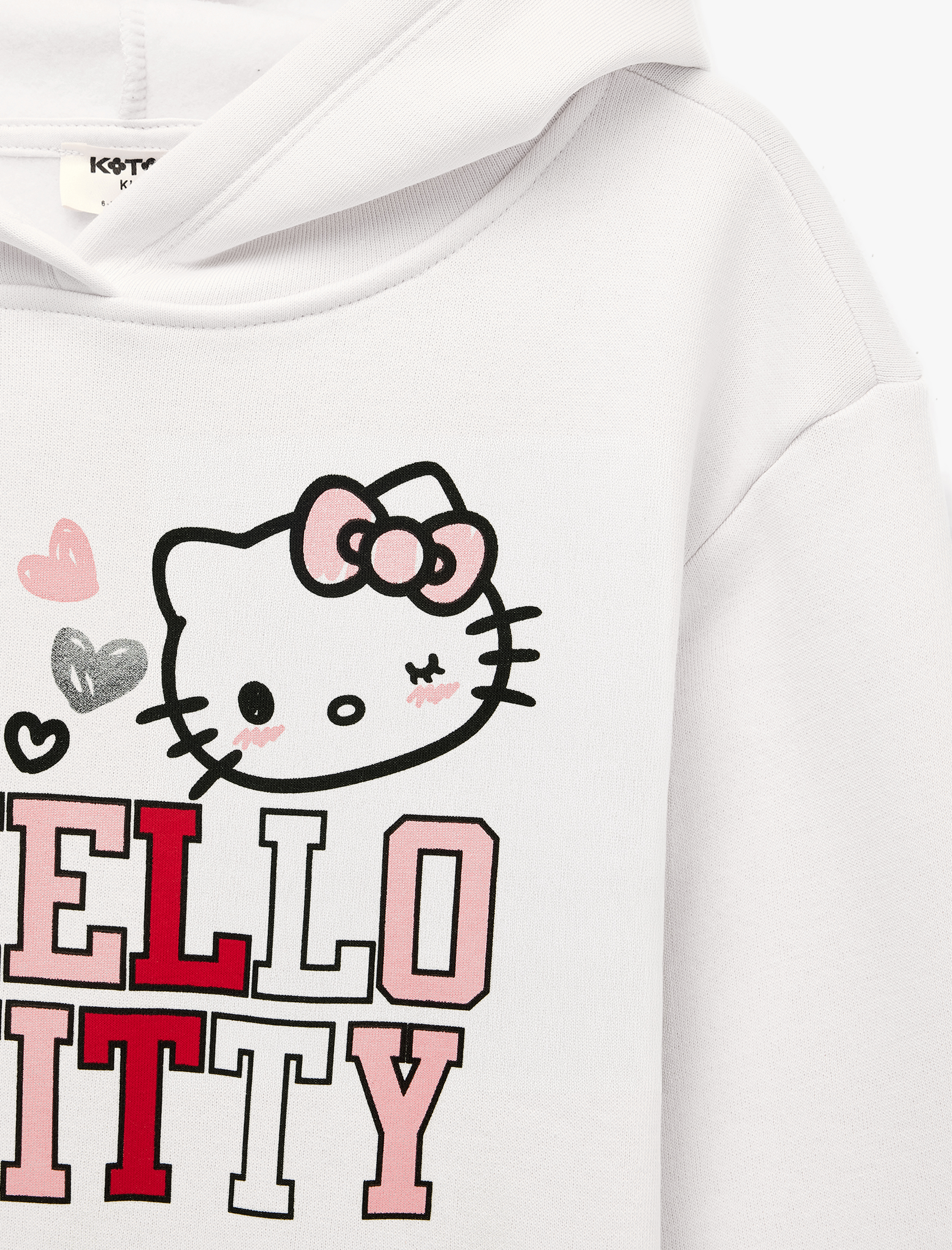  Kız Çocuk Şardonlu Uzun Kollu Lisanslı Hello Kitty Baskılı Kapşonlu Sweatshirt
