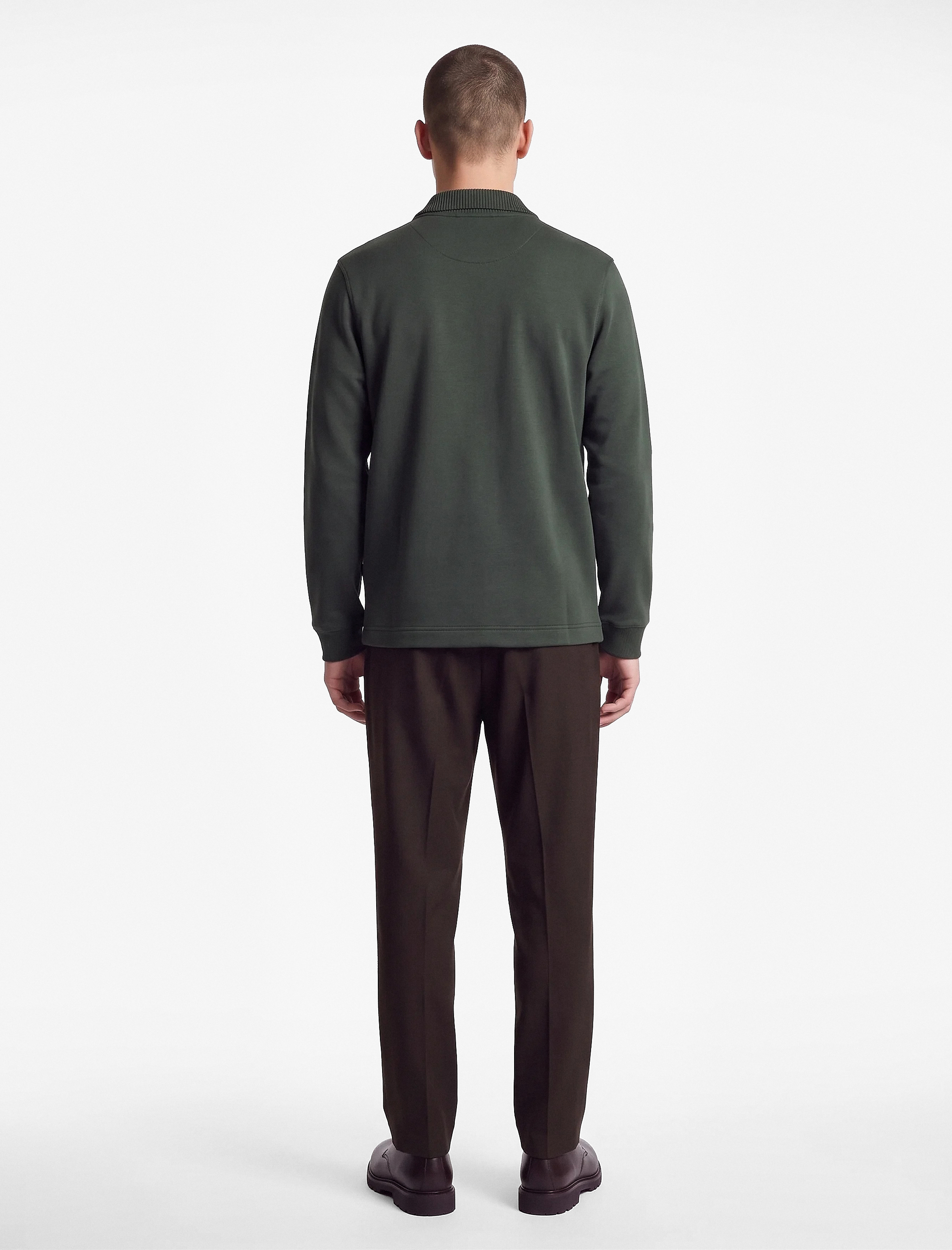   Şardonlu Yaka Uzun Kollu Regular Fit Fermuarlı Sweatshirt