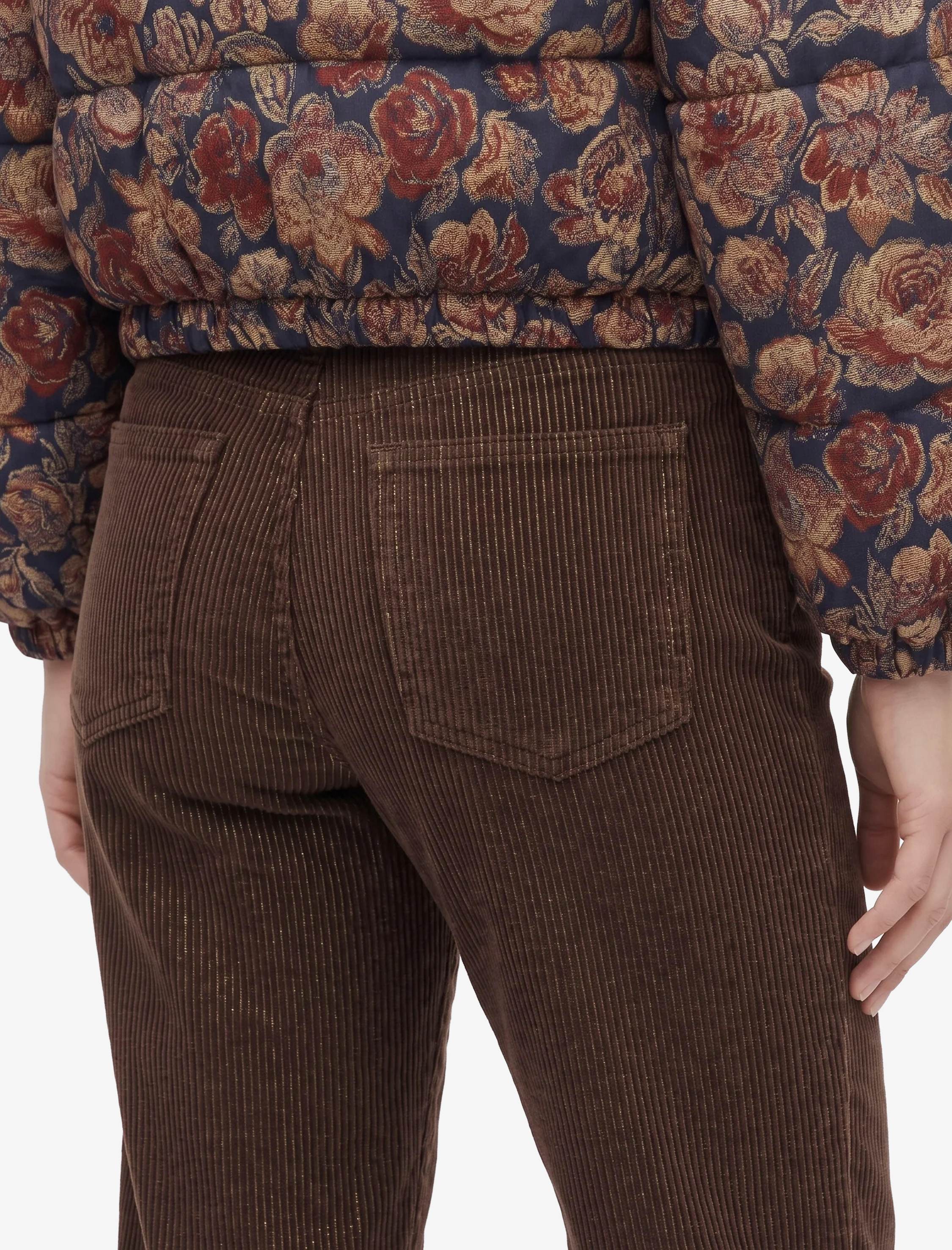   Pamuklu Düşük Bel Beş Cepli Uzun Düz Paça Çizgili Pantolon - Straight Fit Jean