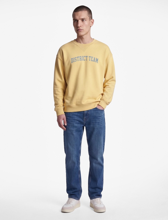  Rahat Kalıp Uzun Kollu Üç İplik Bisiklet Yaka Pamuklu Baskılı Sweatshirt