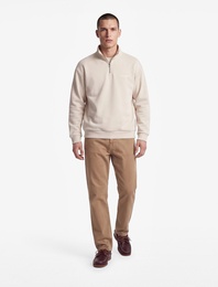Uzun Kollu Üç İplik Şardonlu Rahat Kalıp Baskılı Yarım Fermuarlı Yaka Sweatshirt