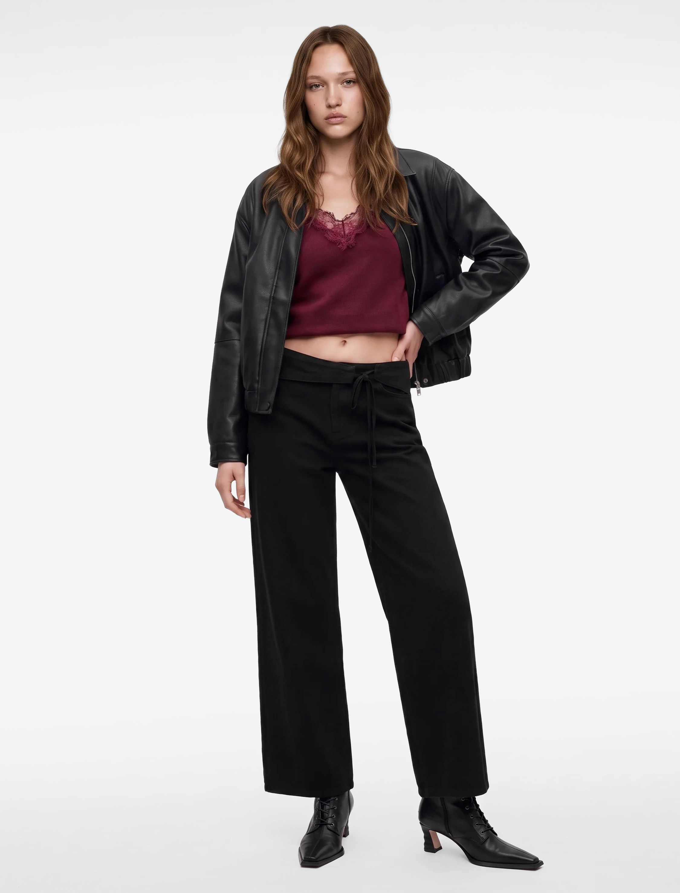   Normal Bel Fermuarlı Cepli Bol Kalıp Denim Pantolon - Loose Straight Fit Jean