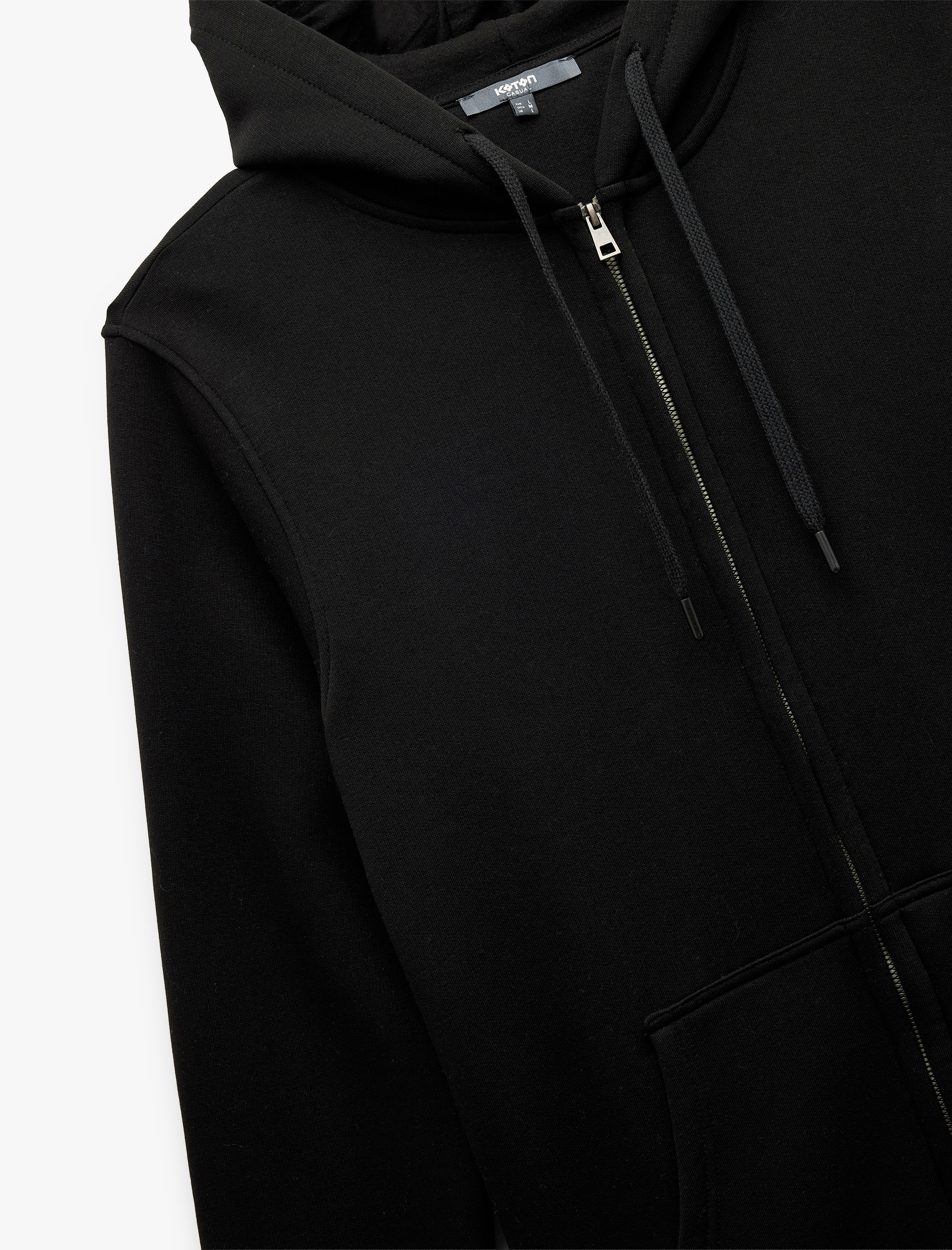   Şardonlu Regular Fit Kapüşonlu Fermuarlı Uzun Kollu Kanguru Cepli Sweatshirt